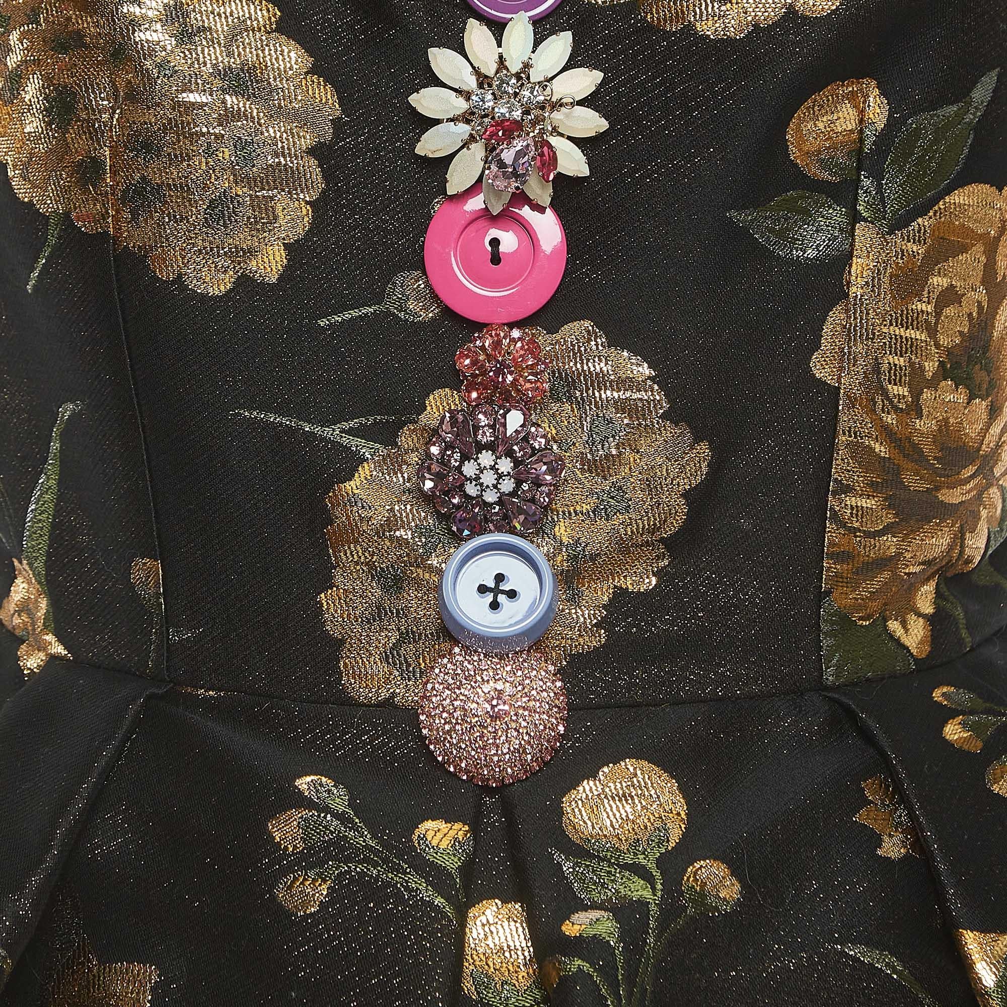 Women's Dolce & Gabbana Black/Metallic Jacquard Embellished Mini Dress S