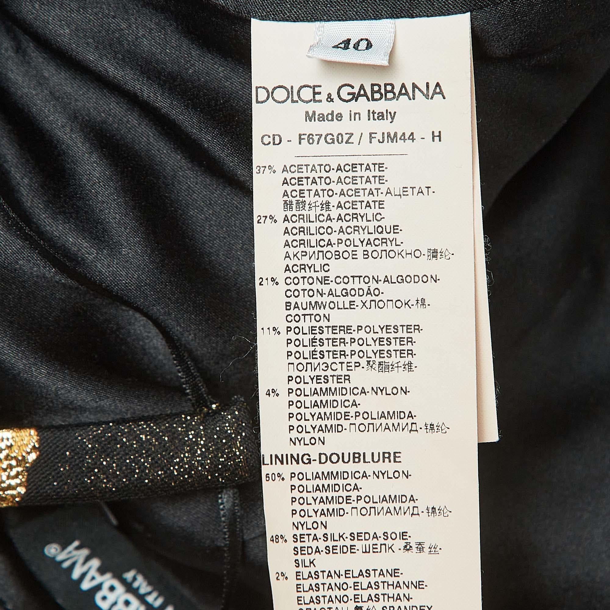 Dolce & Gabbana Black/Metallic Jacquard Embellished Mini Dress S 1