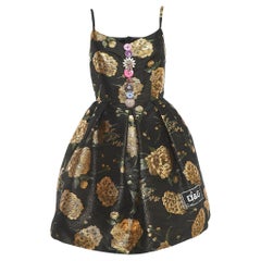 Dolce & Gabbana Black/Metallic Jacquard Embellished Mini Dress S