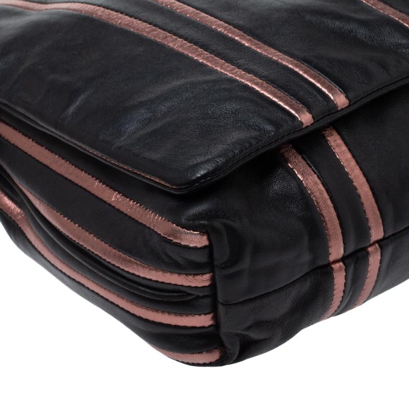 Dolce & Gabbana Black/Metallic Leather Miss Charles Flap Shoulder Bag 1
