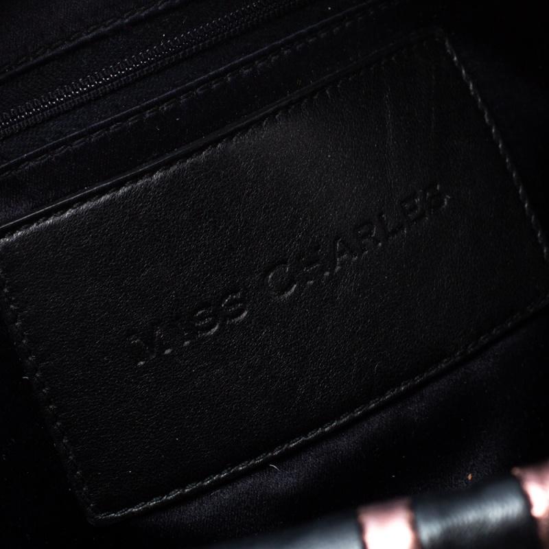 Dolce & Gabbana Black/Metallic Leather Miss Charles Flap Shoulder Bag 2