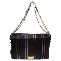 Dolce & Gabbana Black/Metallic Leather Miss Charles Flap Shoulder Bag