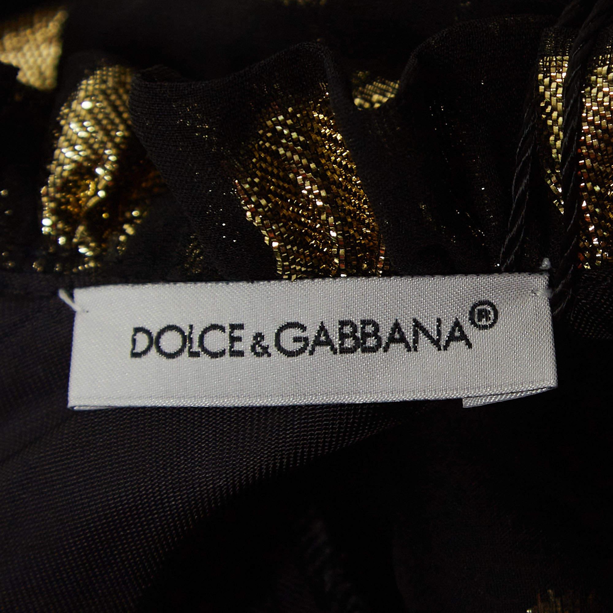 Dolce & Gabbana - Robe à volants en mousseline noire/métallique à pois (9-10 Yrs) Neuf - En vente à Dubai, Al Qouz 2