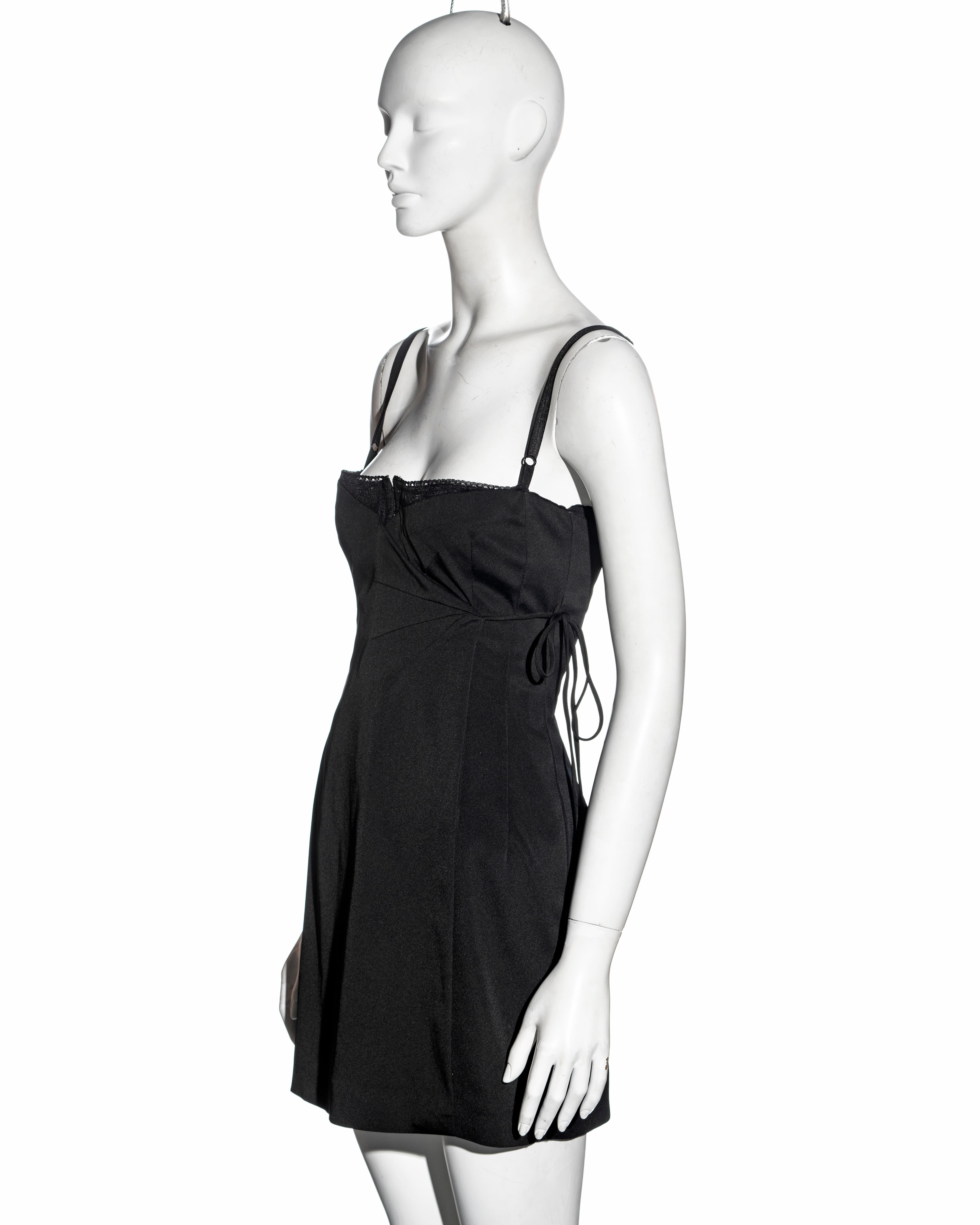 Dolce & Gabbana black mini wrap dress with built in corset bodysuit, fw 1997 2