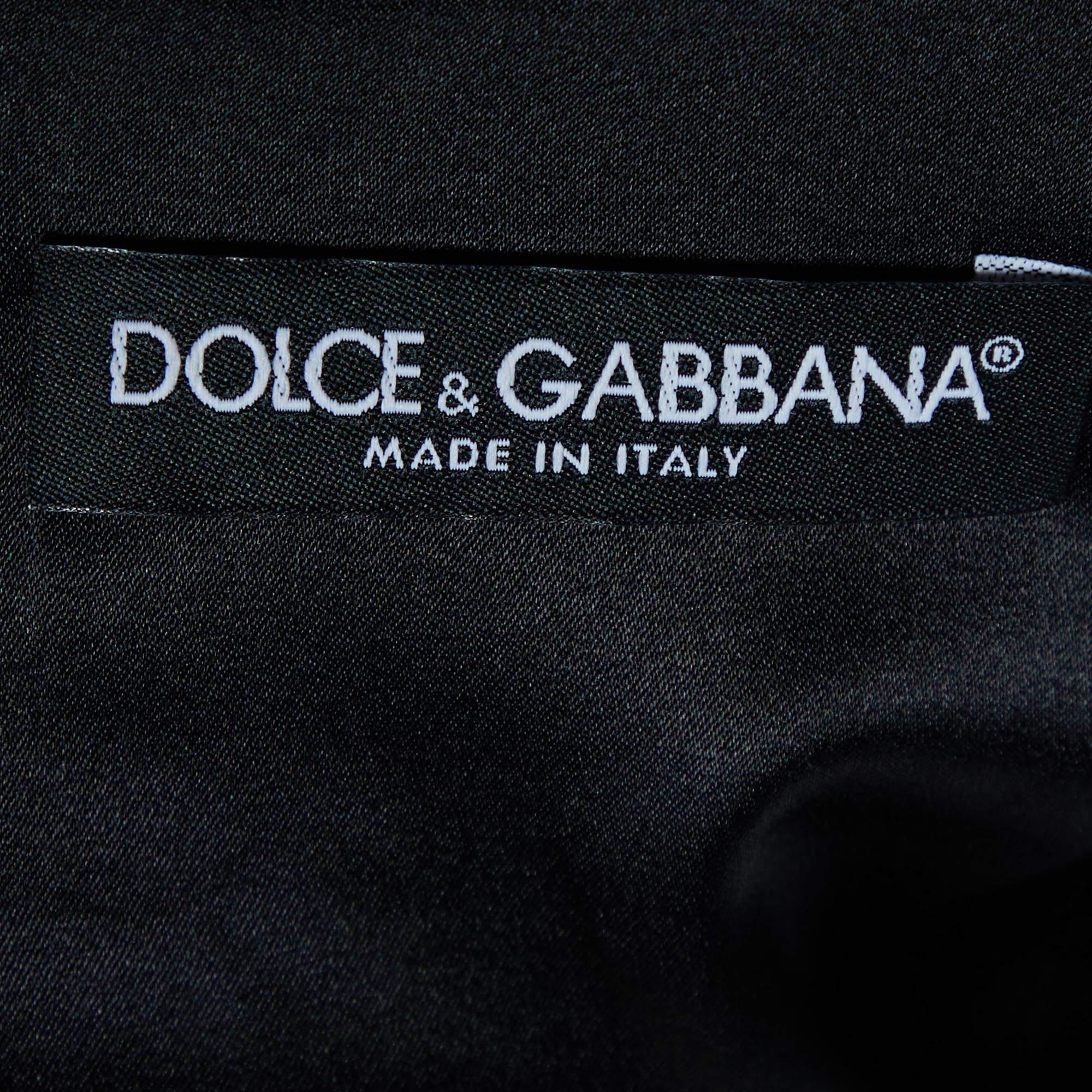 Robe fourreau Miss Sicily imprimée en soie noire Dolce & Gabbana XL Pour femmes en vente