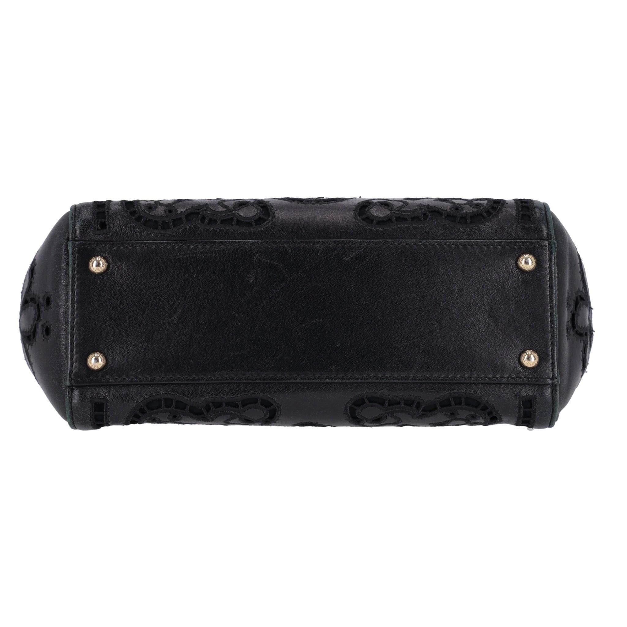 Dolce & Gabbana Black Miss Sicily Floral Embroidered Leather Bag 2