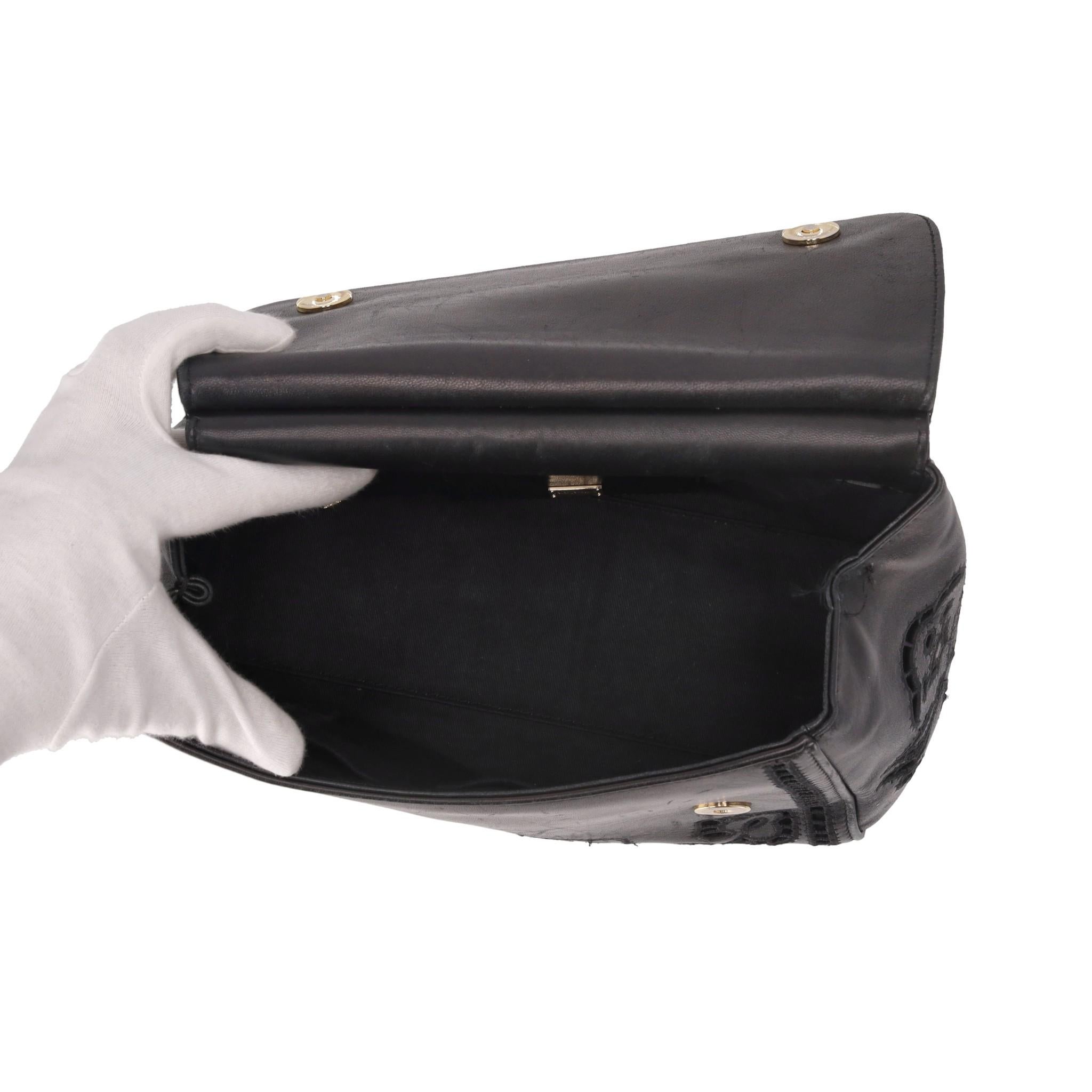 Dolce & Gabbana Black Miss Sicily Floral Embroidered Leather Bag 3