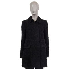 DOLCE & GABBANA black mohair & wool BOUCLE Coat Jacket S