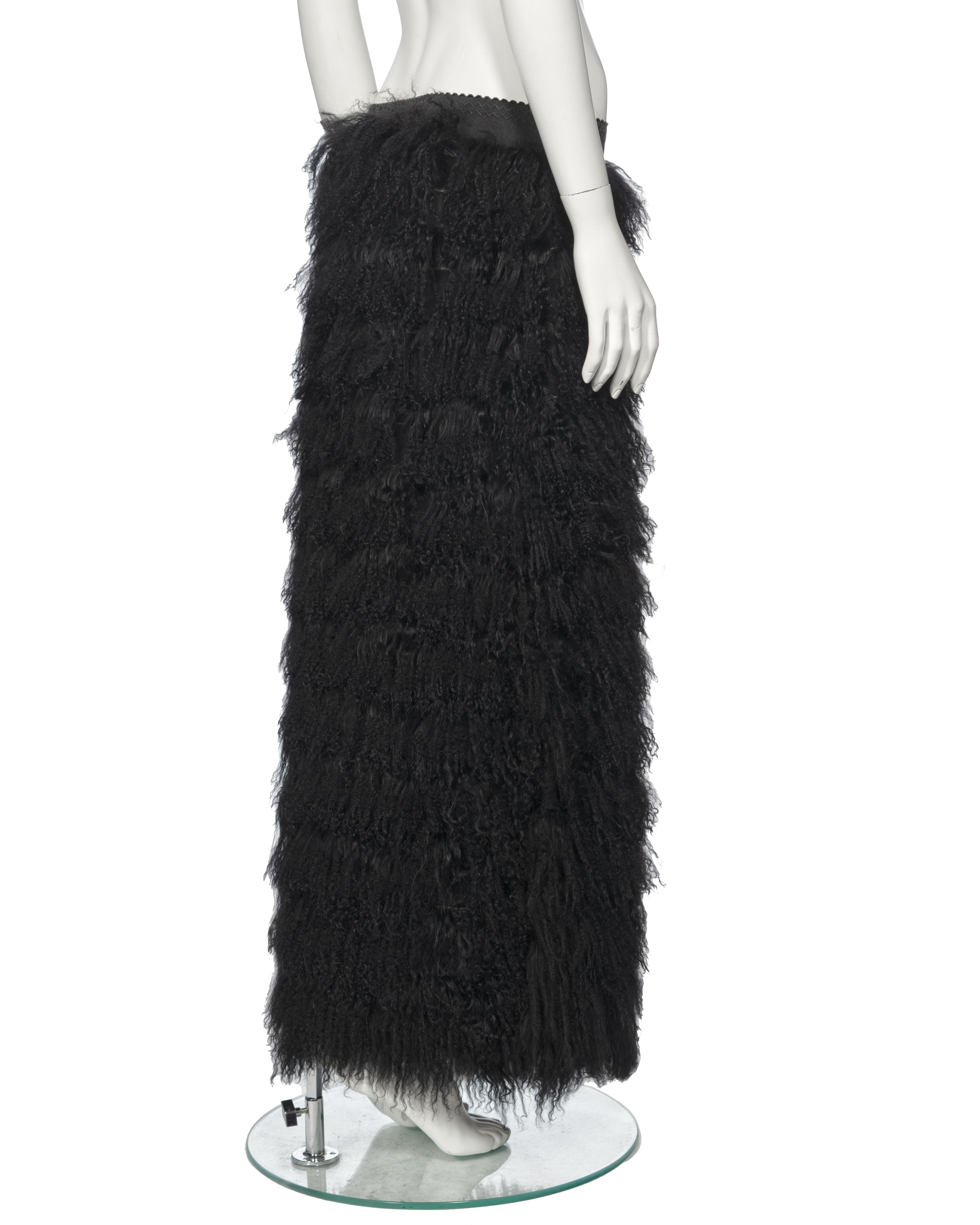 Dolce & Gabbana Black Mongolian Lamb Maxi Skirt, fw 1999 For Sale 7