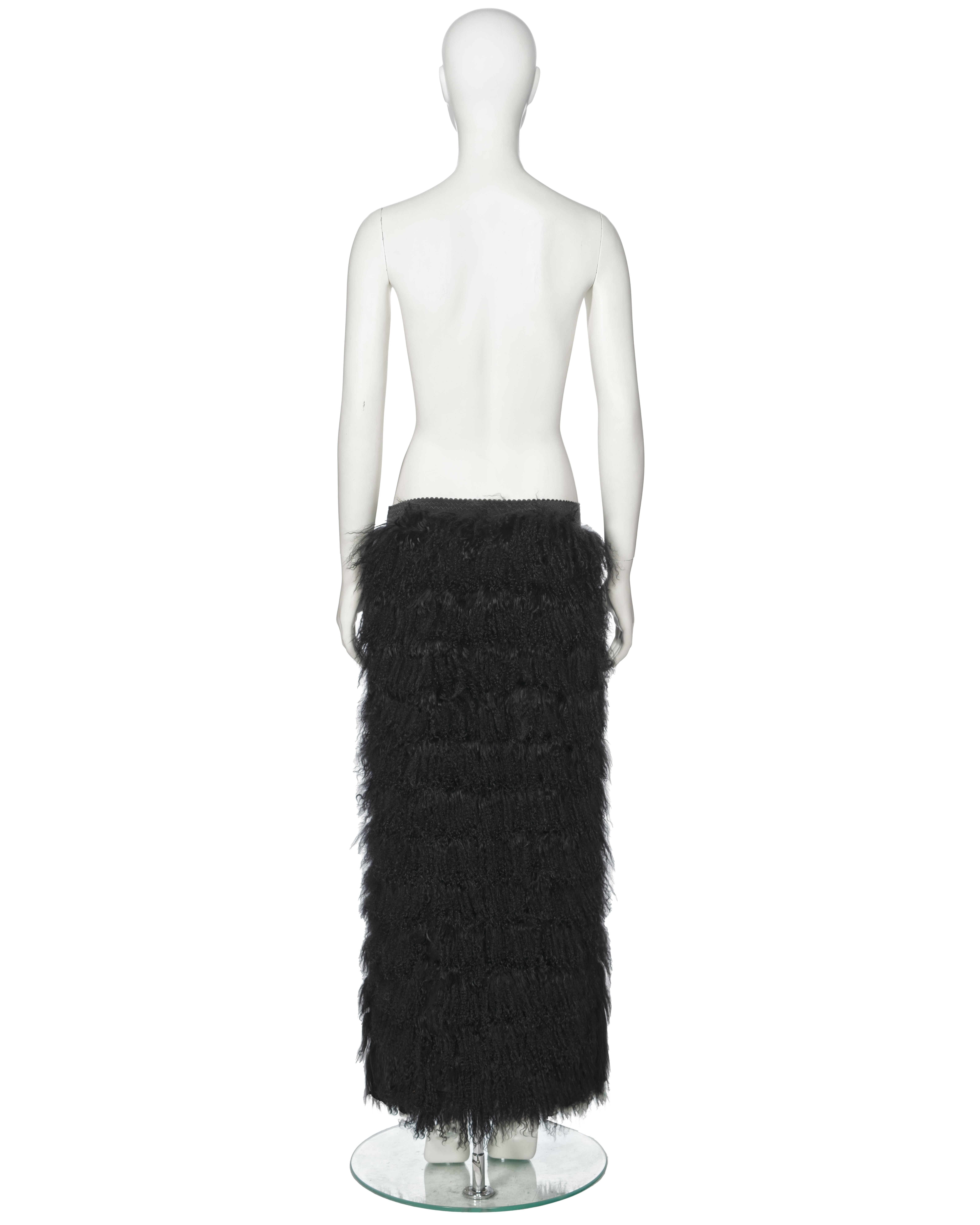 Dolce & Gabbana Black Mongolian Lamb Maxi Skirt, fw 1999 For Sale 8