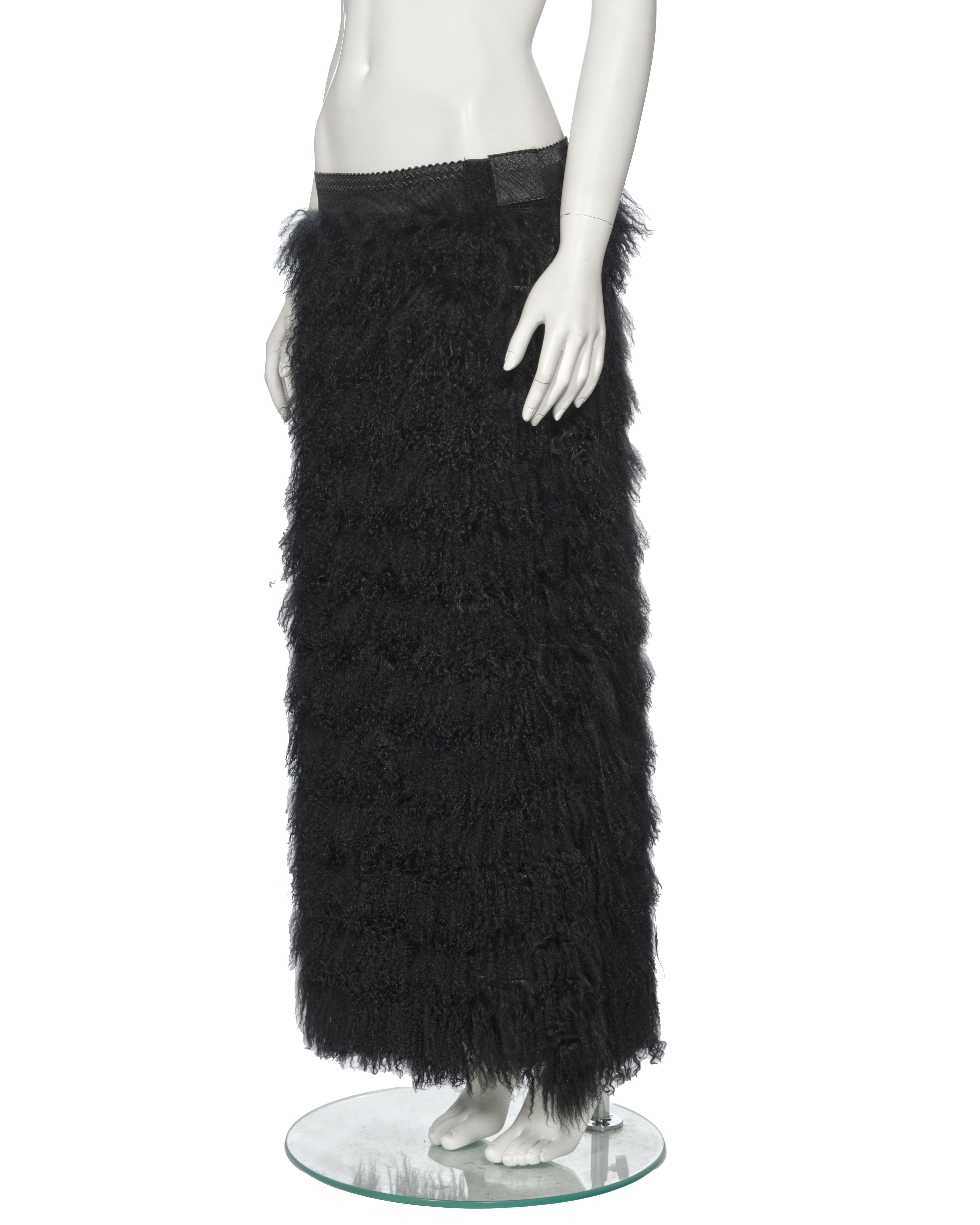 Dolce & Gabbana Black Mongolian Lamb Maxi Skirt, fw 1999 For Sale 11