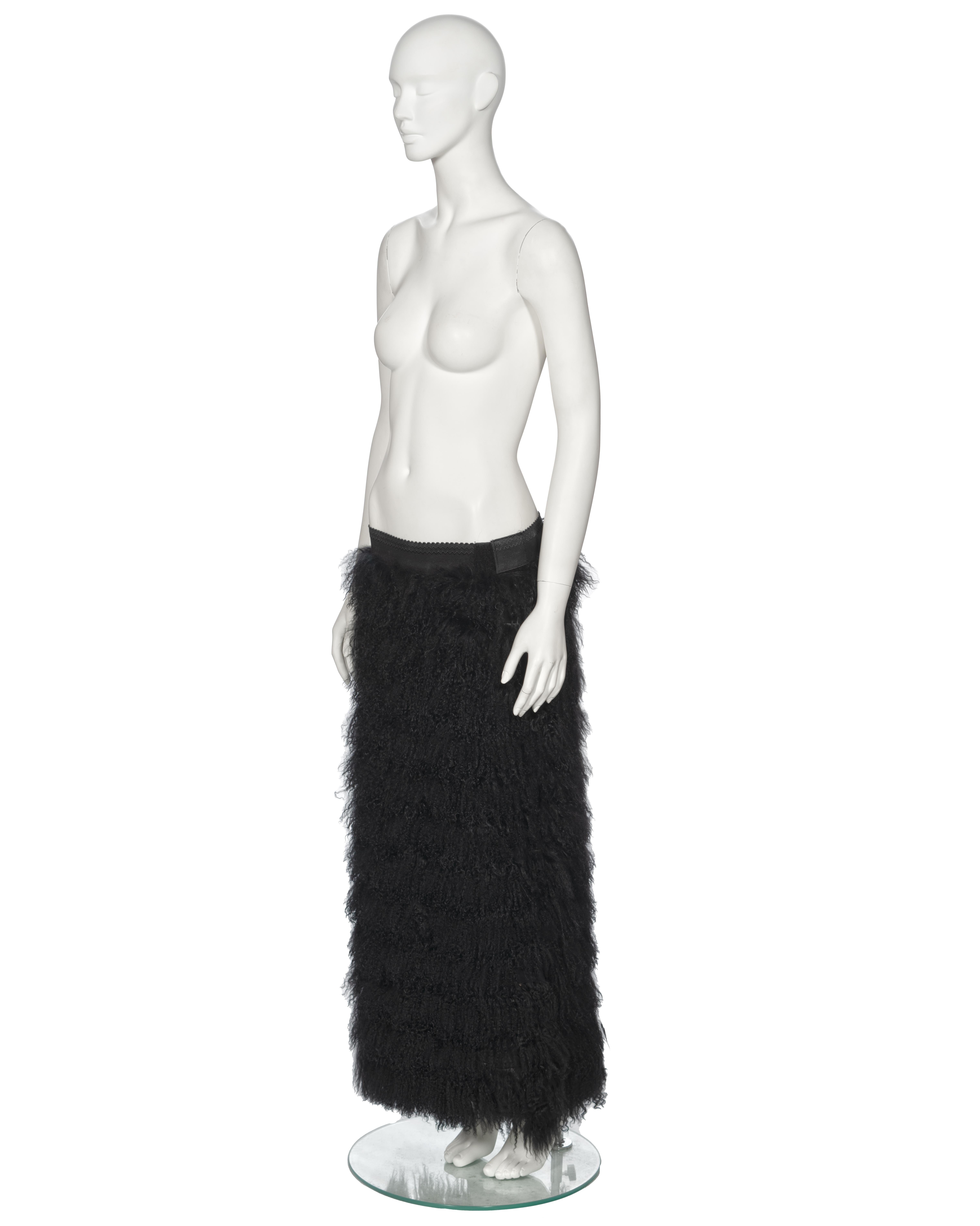Dolce & Gabbana Black Mongolian Lamb Maxi Skirt, fw 1999 For Sale 12