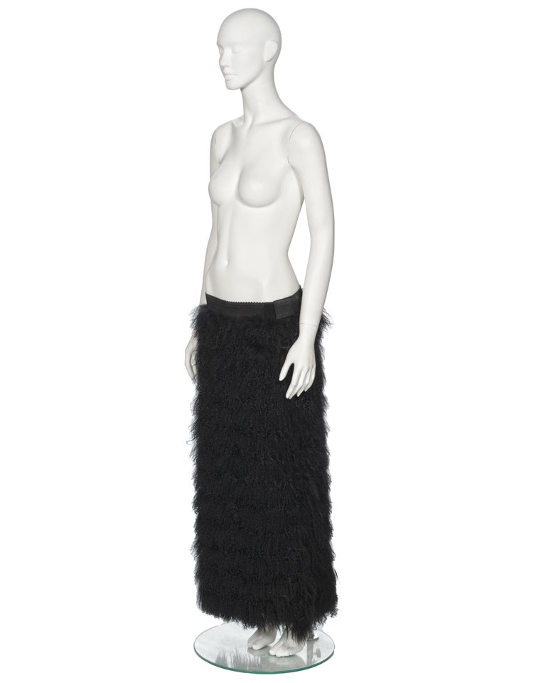 ALAÏA Women's KNITTED SKIRT WITH DYED MONGOLIE LAMB FUR