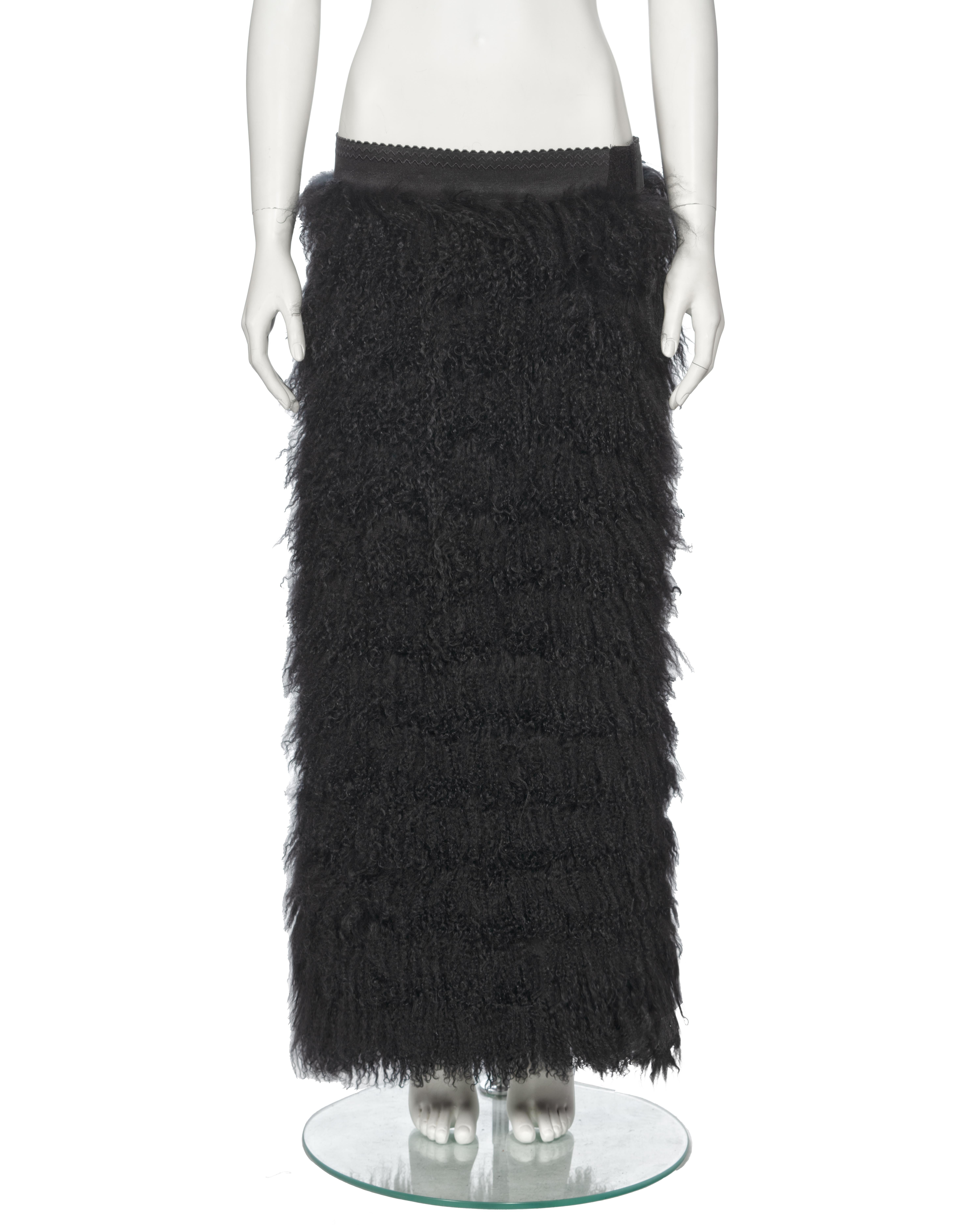 Dolce & Gabbana Black Mongolian Lamb Maxi Skirt, fw 1999 For Sale 1