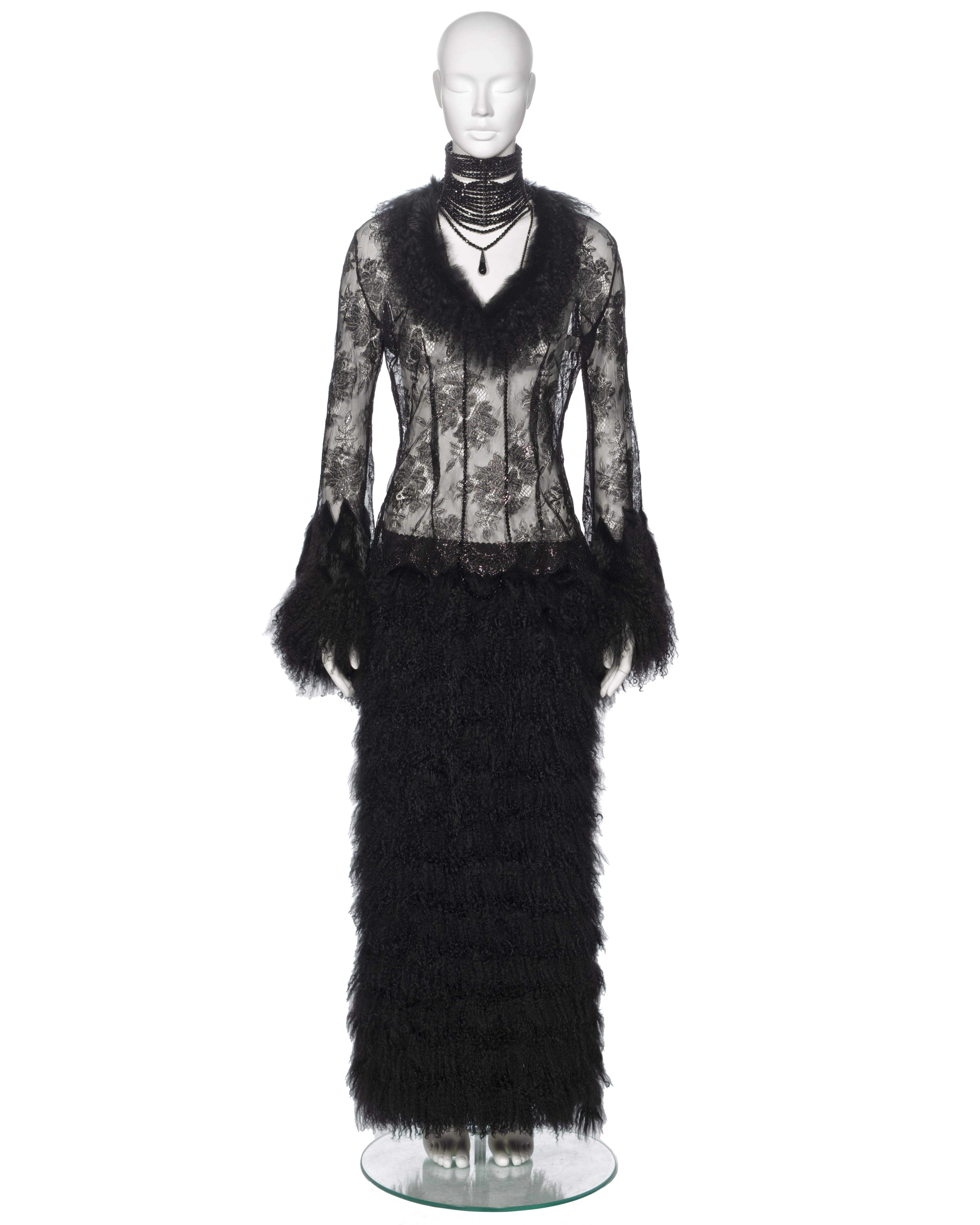 Dolce & Gabbana Black Mongolian Lamb Maxi Skirt, fw 1999 For Sale 2