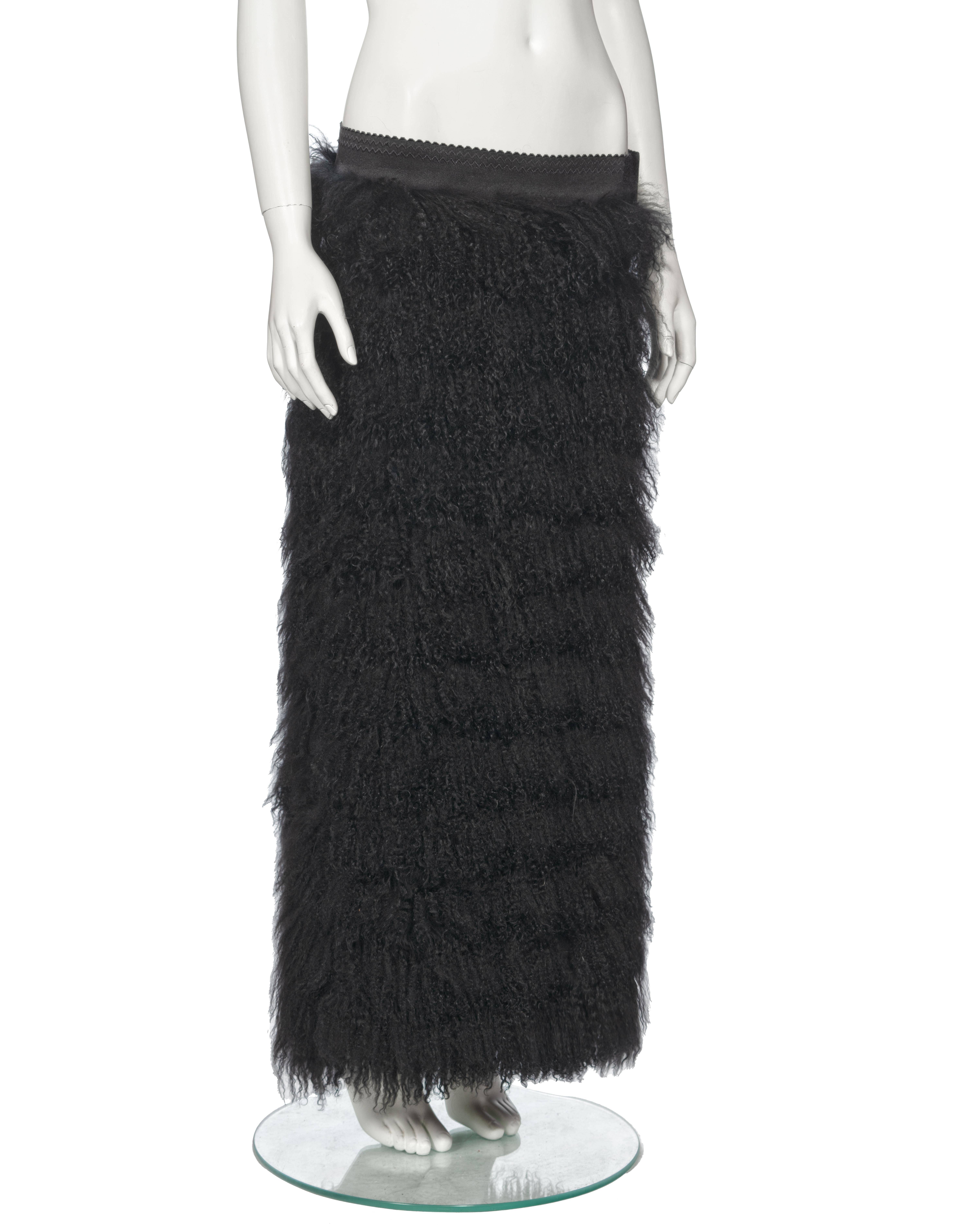 Dolce & Gabbana Black Mongolian Lamb Maxi Skirt, fw 1999 For Sale 4