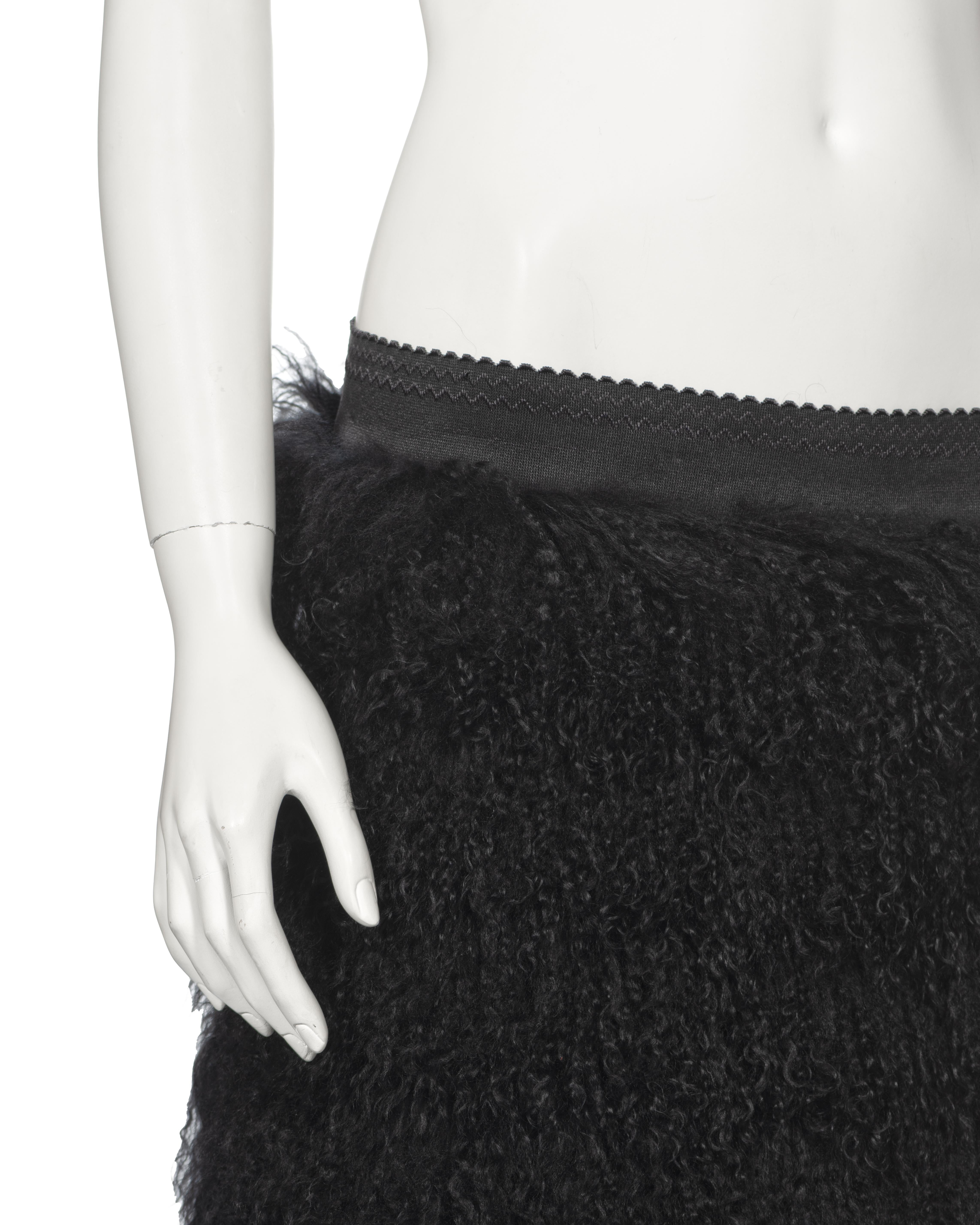 Dolce & Gabbana Black Mongolian Lamb Maxi Skirt, fw 1999 For Sale 5