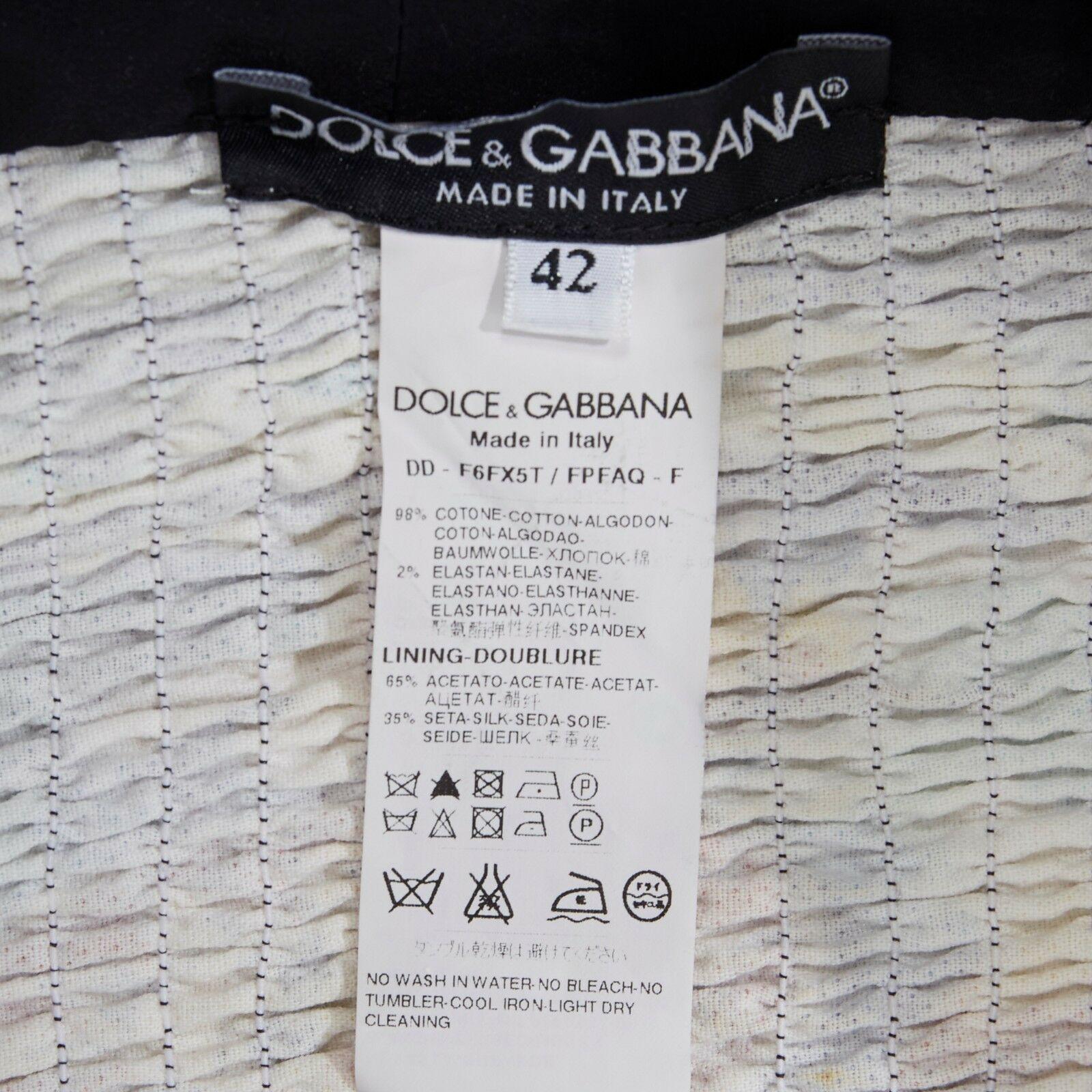 DOLCE GABBANA black multi Majorlica print cotton ruched back mini dress IT42 7
