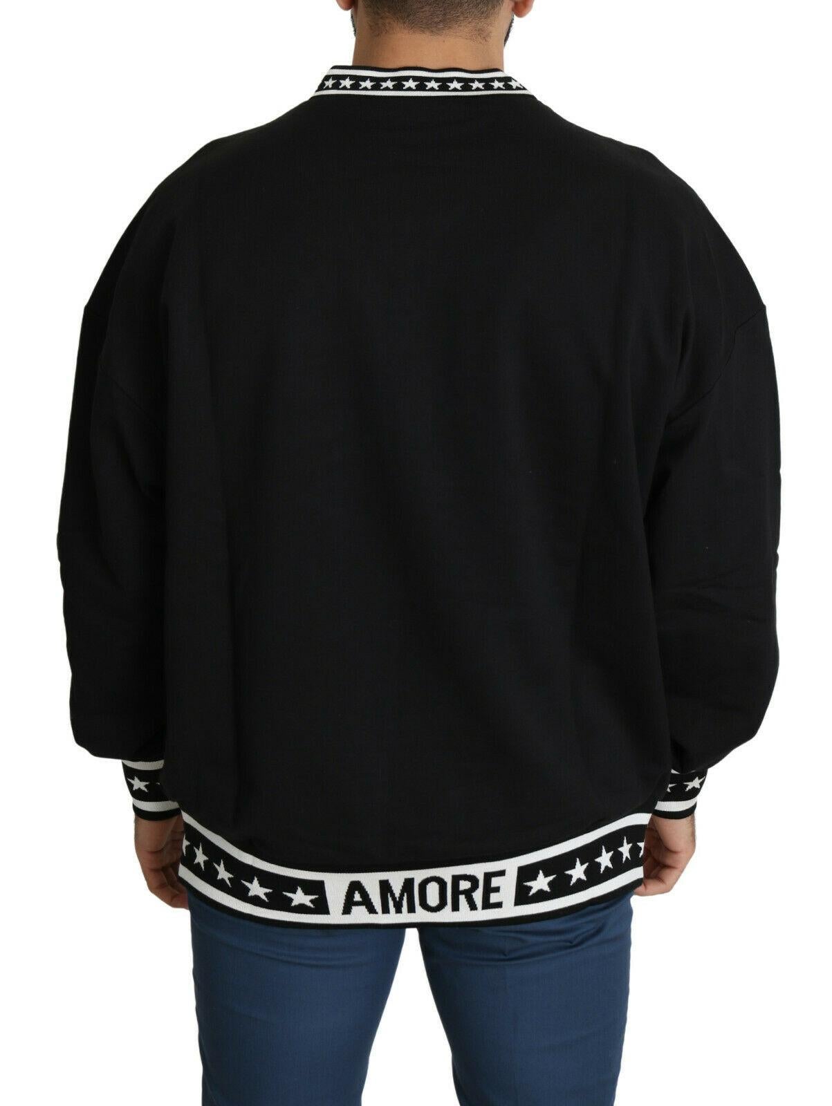 Dolce & Gabbana Black Multicolor Cotton Pullover Sweater Sweatshirt DG DNA Amore 1