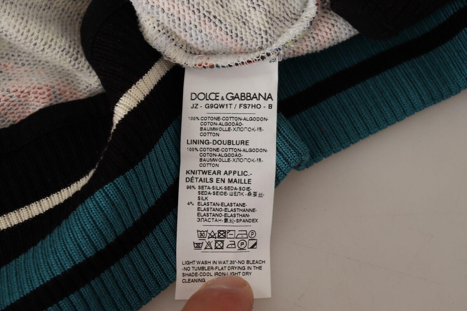 Dolce & Gabbana Black Multicolor Cotton Pullover Sweater Sweatshirt Hoodie DG 5