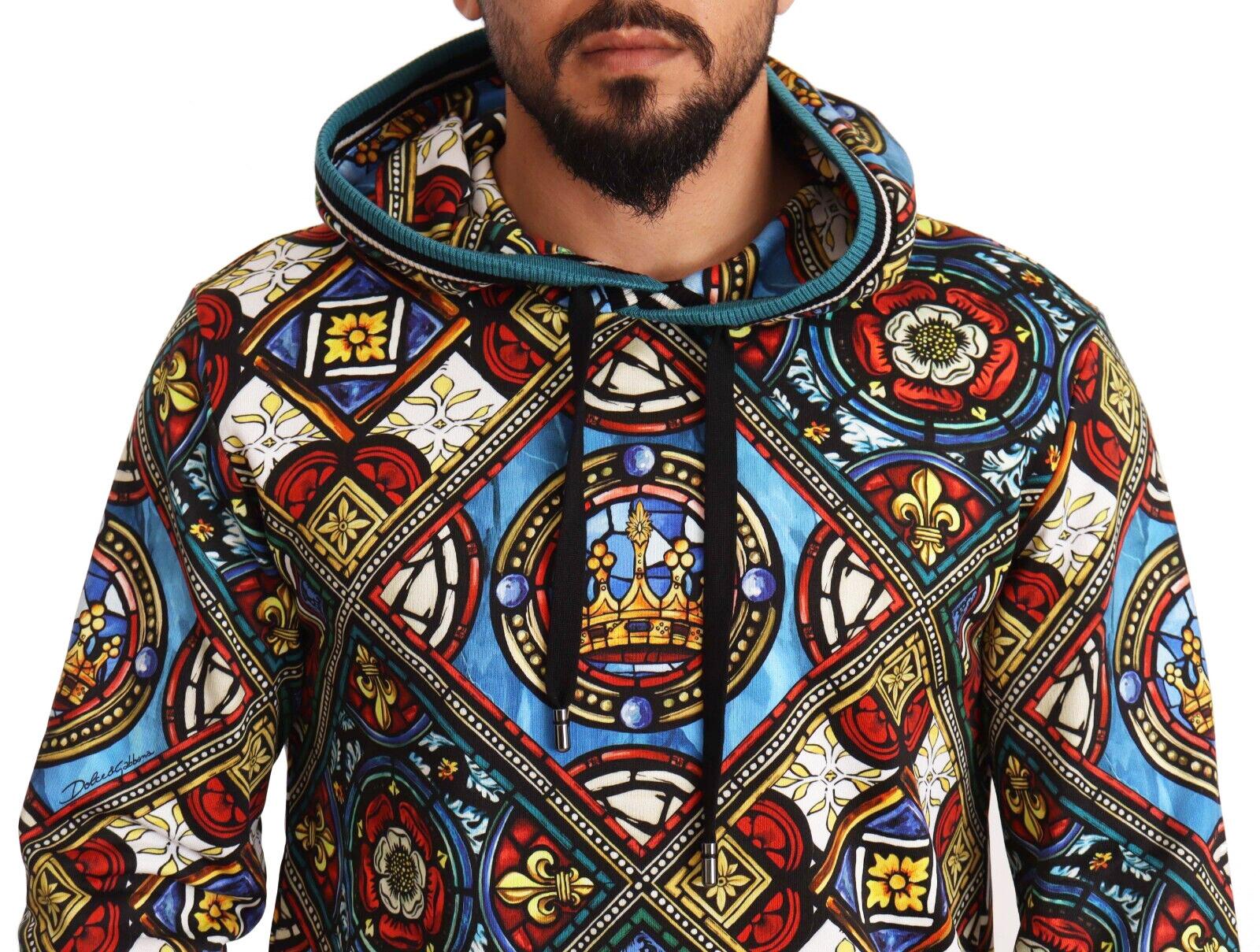 Dolce & Gabbana Black Multicolor Cotton Pullover Sweater Sweatshirt Hoodie DG In New Condition In WELWYN, GB