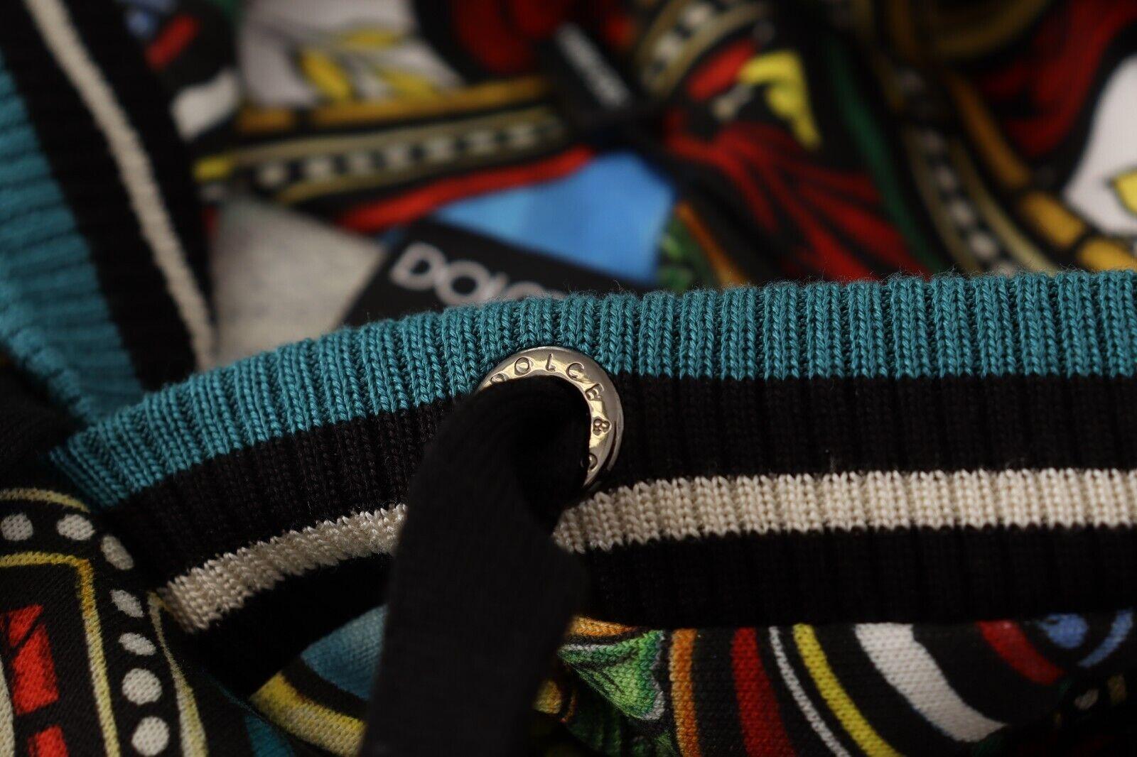 Dolce & Gabbana Black Multicolor Cotton Pullover Sweater Sweatshirt Hoodie DG 2