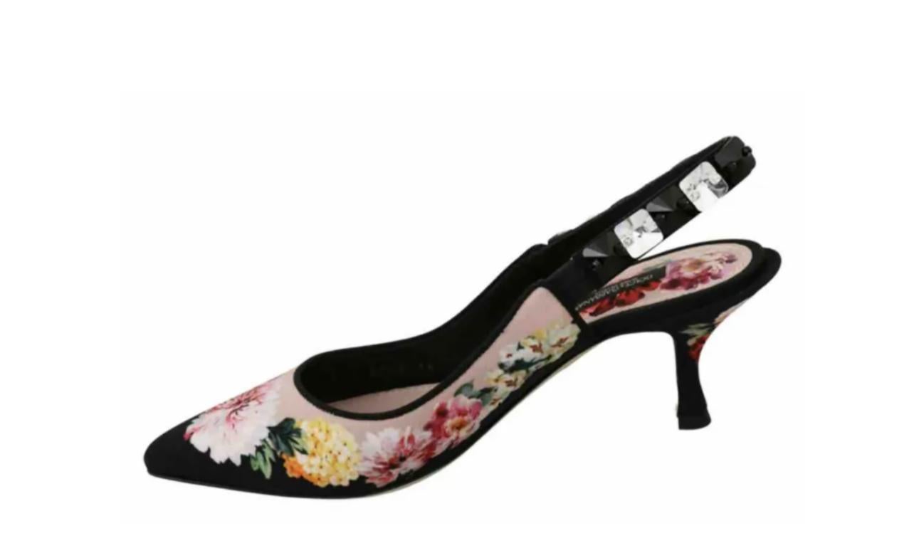 Gorgeous brand new with tags,
100% Authentic Dolce & Gabbana Shoes.

Model: Slingbacks heels

Color: Black with multicolor floral print

Material: 94% Viscose, 6% Goatskin

Sole: Leather

White and black crystals

Logo details

Very high quality and
