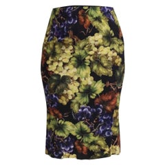 Dolce & Gabbana black multicolour fruit grape printed mid length women skirt