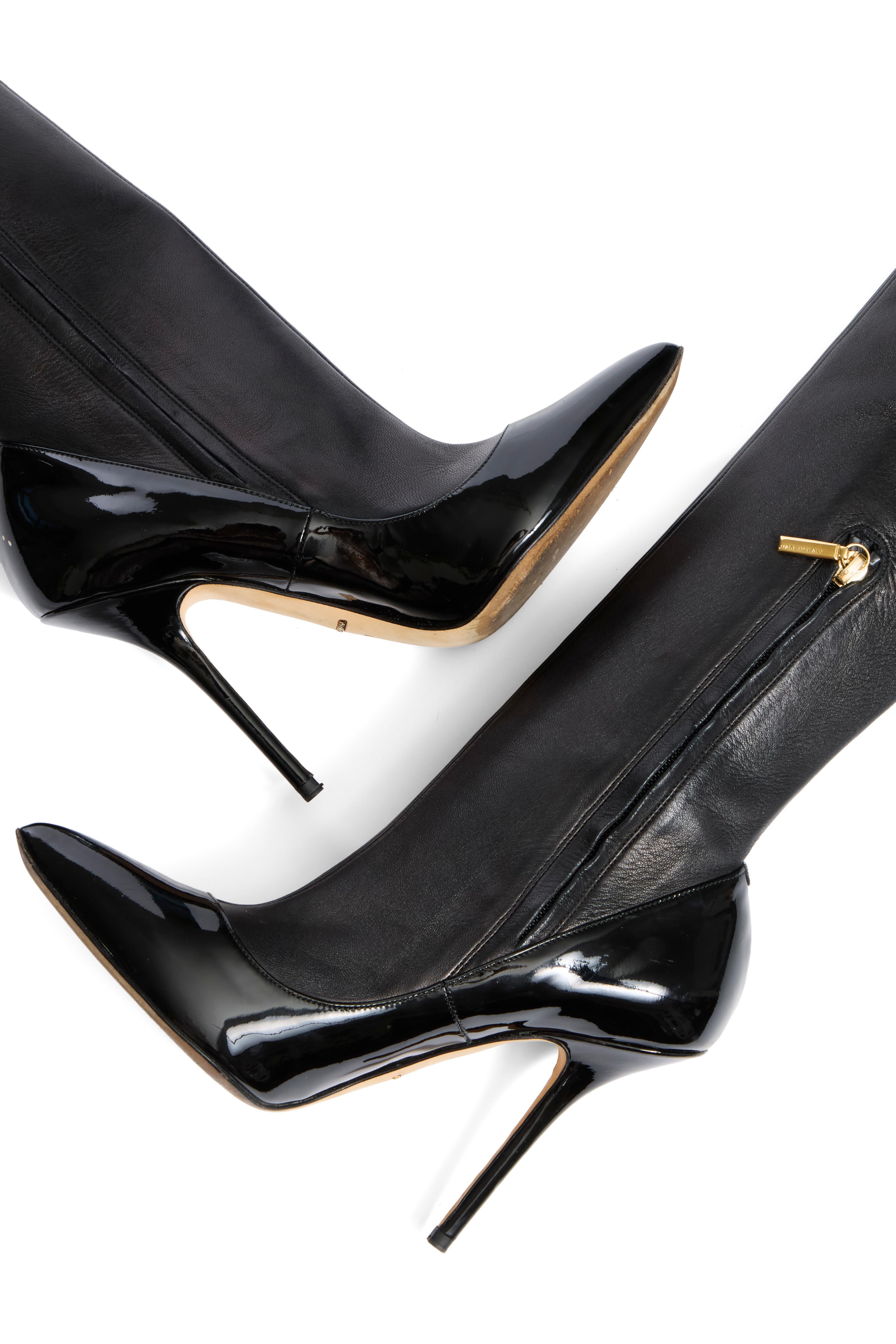 Dolce & Gabbana - Bottes à talon aiguille en cuir nappa et en cuir verni - Noir FW13 en vente 6