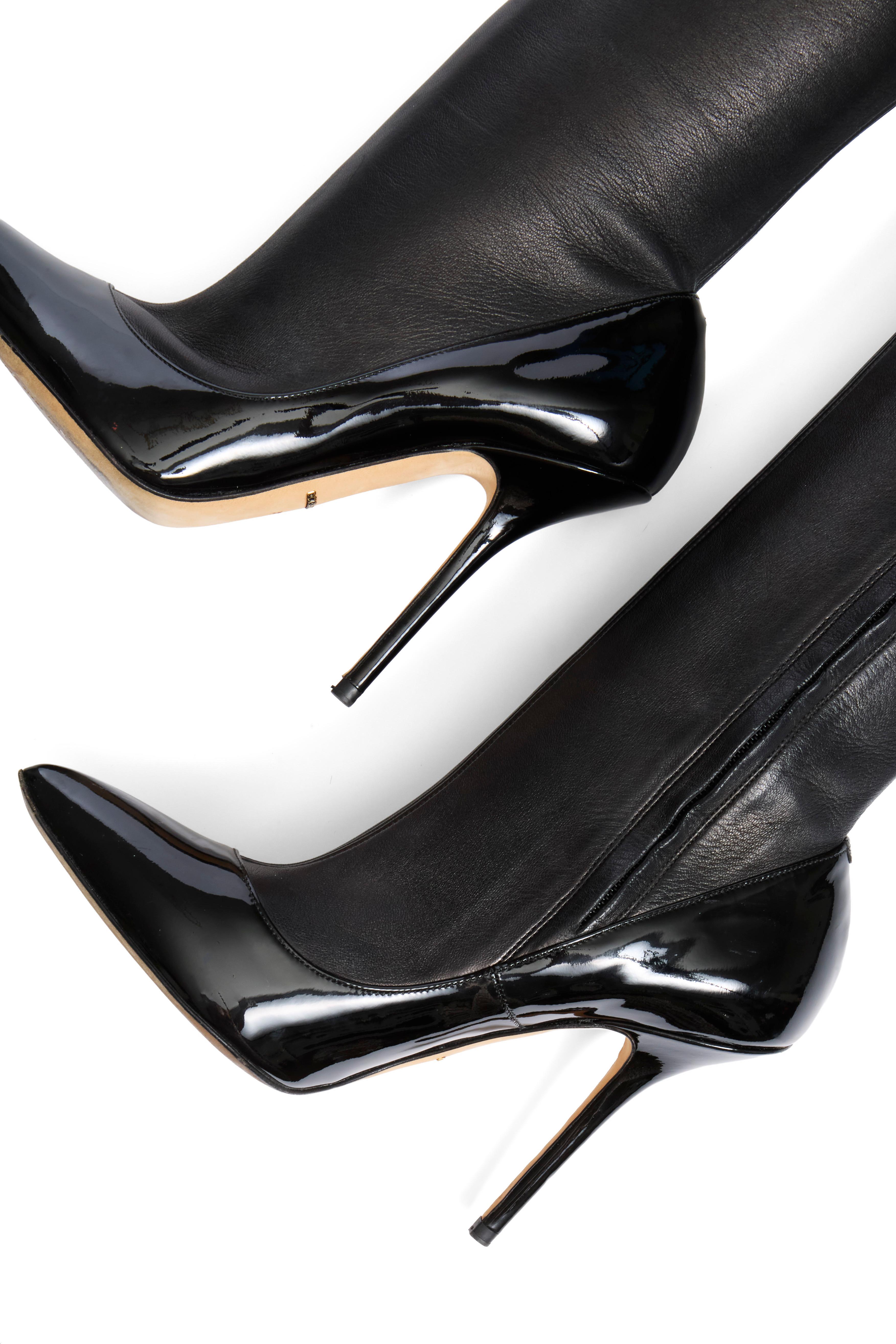 Dolce & Gabbana - Bottes à talon aiguille en cuir nappa et en cuir verni - Noir FW13 en vente 5