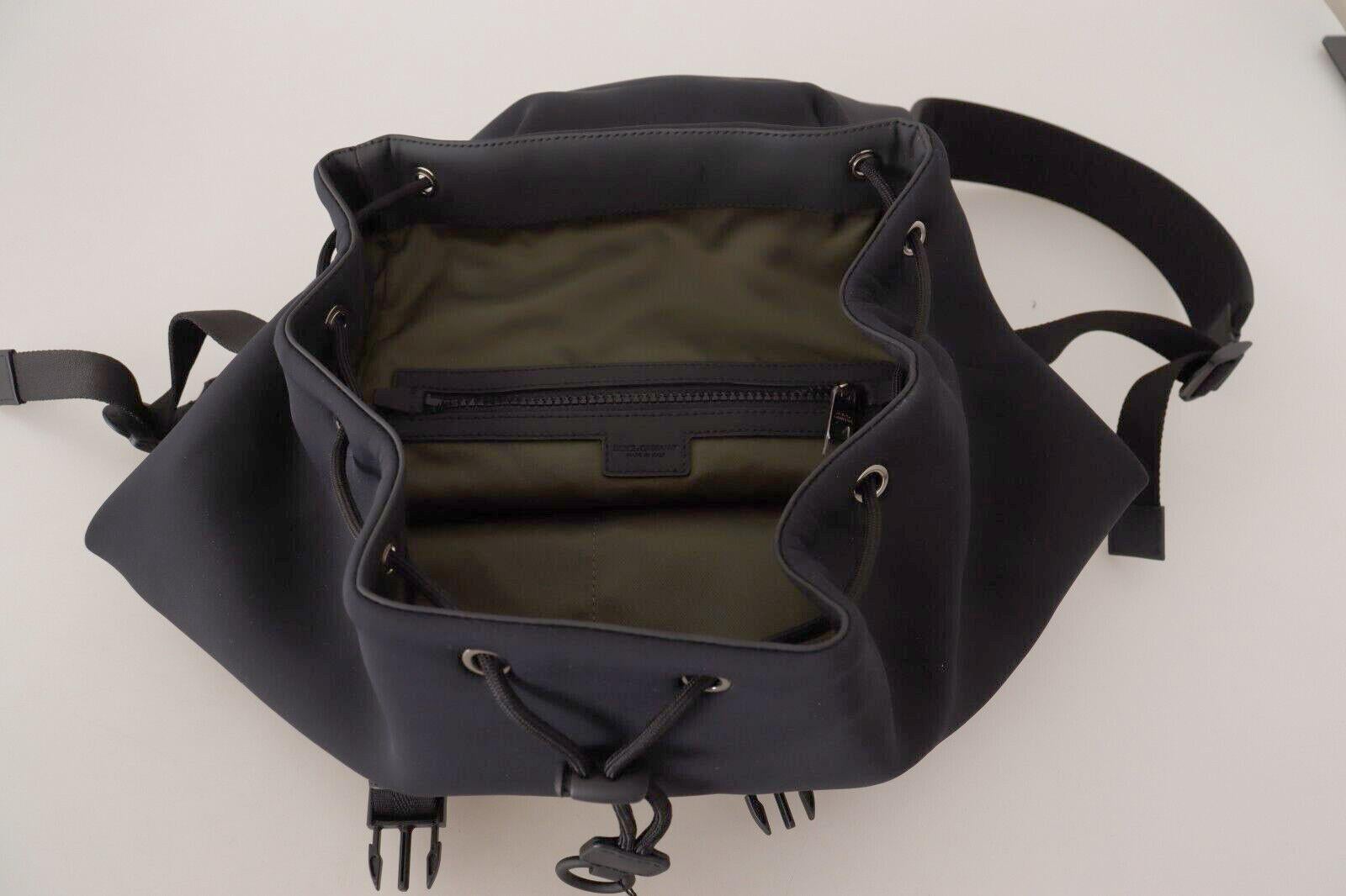 Dolce & Gabbana Black Neoprene Backpack Travel Bag Drawstring Men Logo Italy 4
