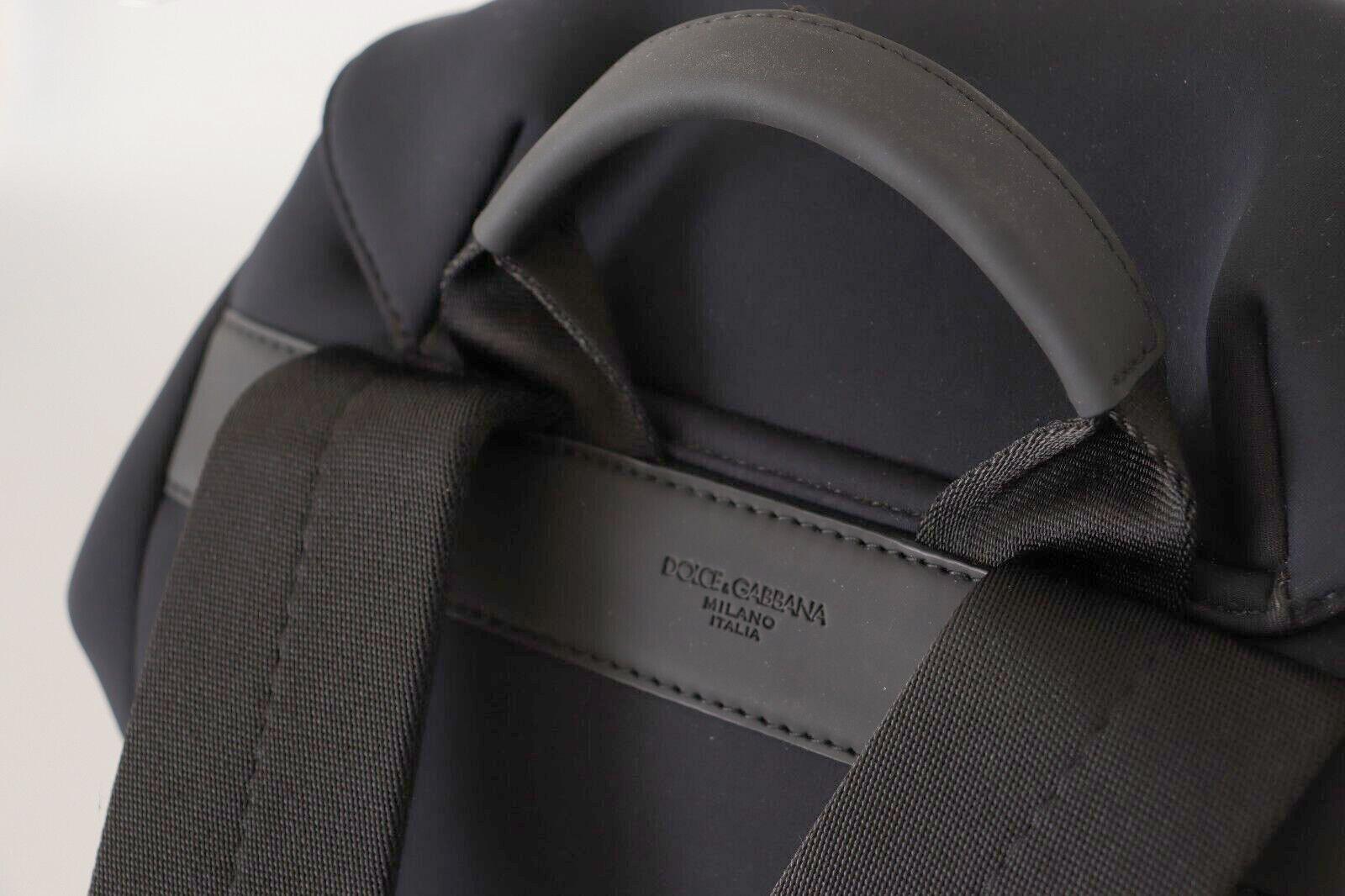 Men's Dolce & Gabbana Black Neoprene Backpack Travel Bag Drawstring Men Logo Italy