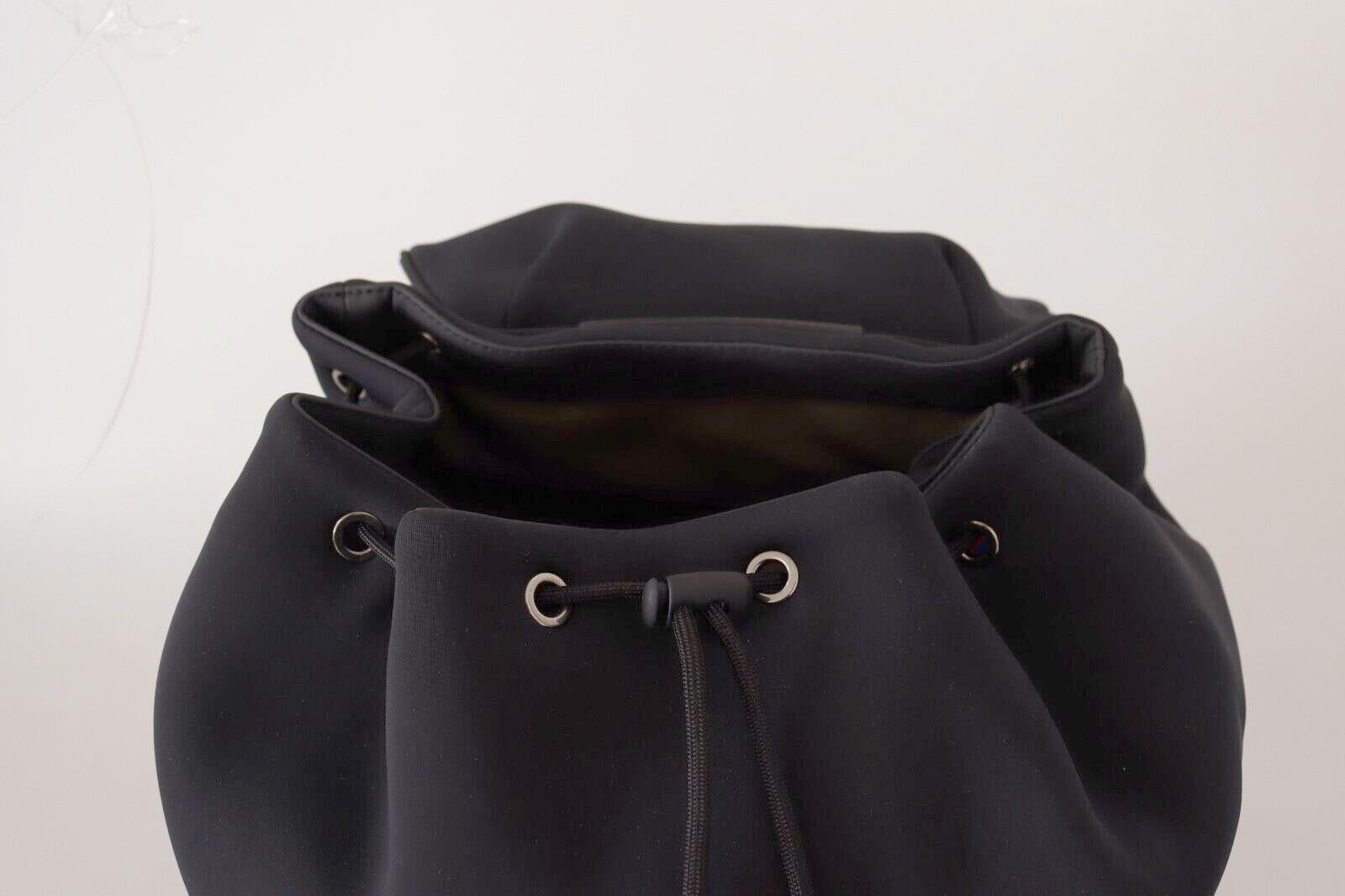 Dolce & Gabbana Black Neoprene Backpack Travel Bag Drawstring Men Logo Italy 1