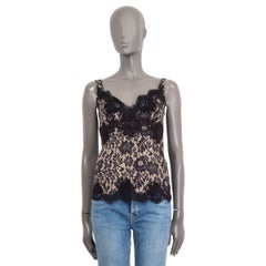 DOLCE & GABBANA black & nude LACE TANK TOP Shirt 40 S