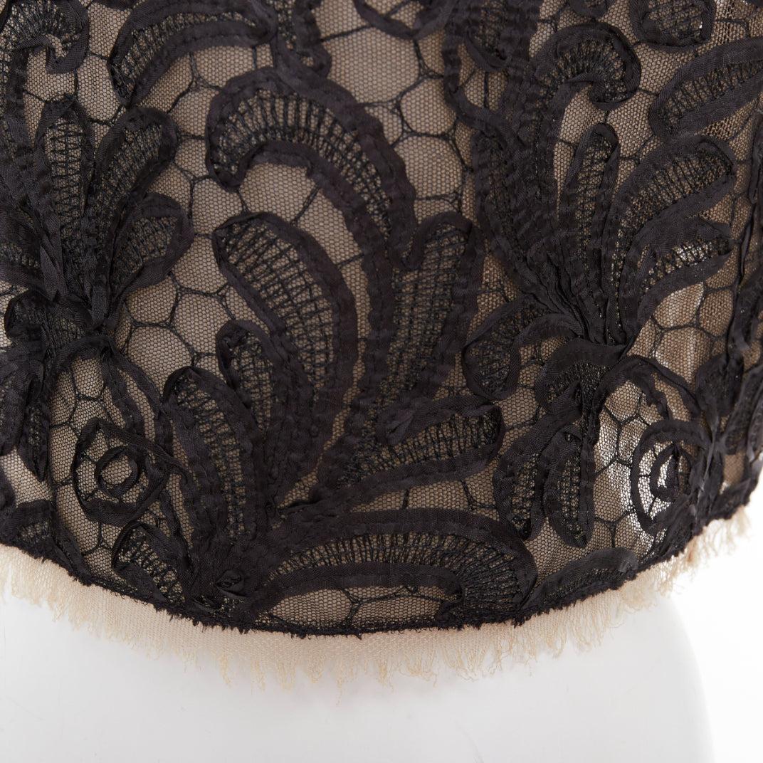 DOLCE GABBANA nero nudo sovrapposizione applique pizzo girocollo crop top IT40 S in vendita 2