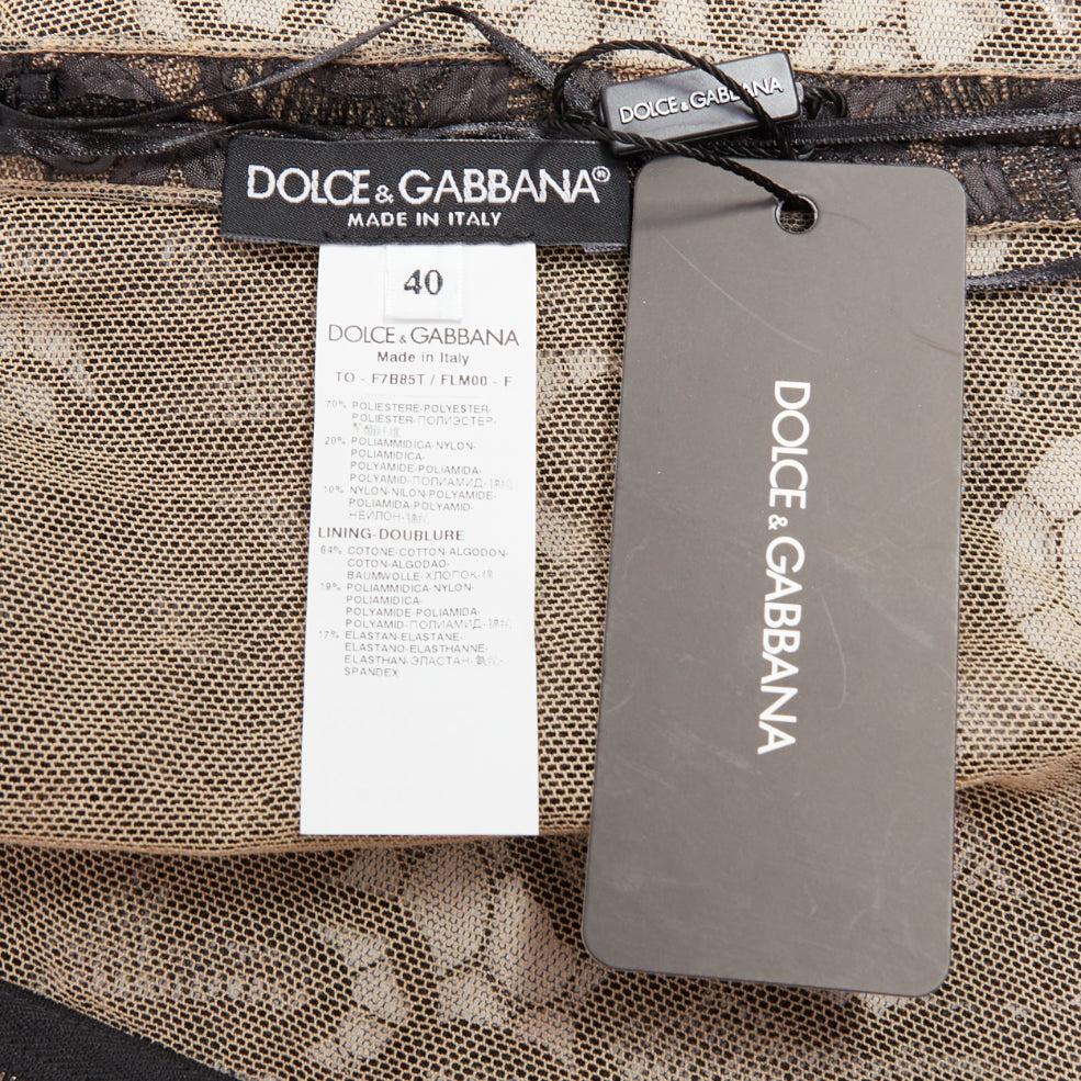 DOLCE GABBANA nero nudo sovrapposizione applique pizzo girocollo crop top IT40 S in vendita 3