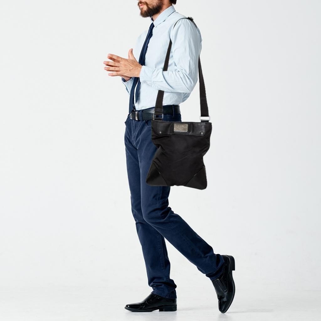 Nero Dolce & Gabbana Borsa messenger in nylon e pelle nera