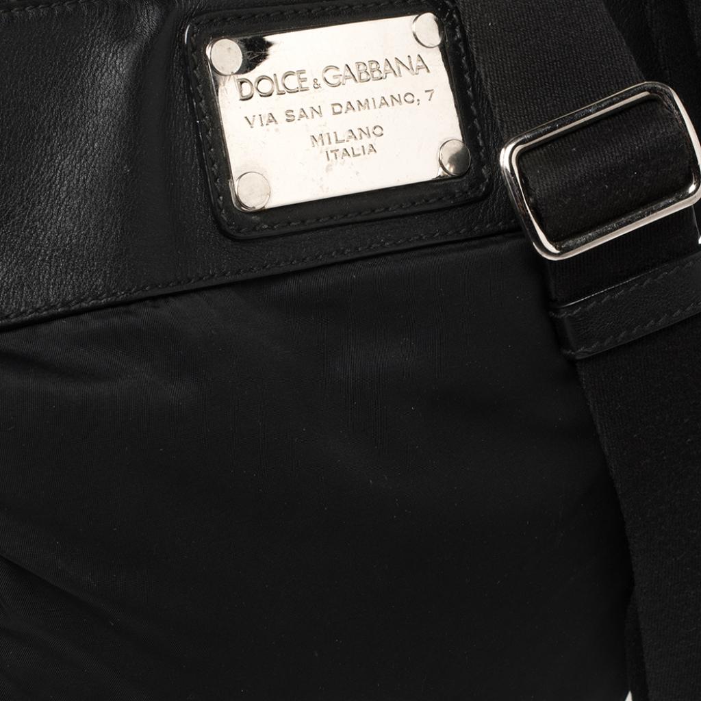 Dolce & Gabbana Borsa messenger in nylon e pelle nera 2