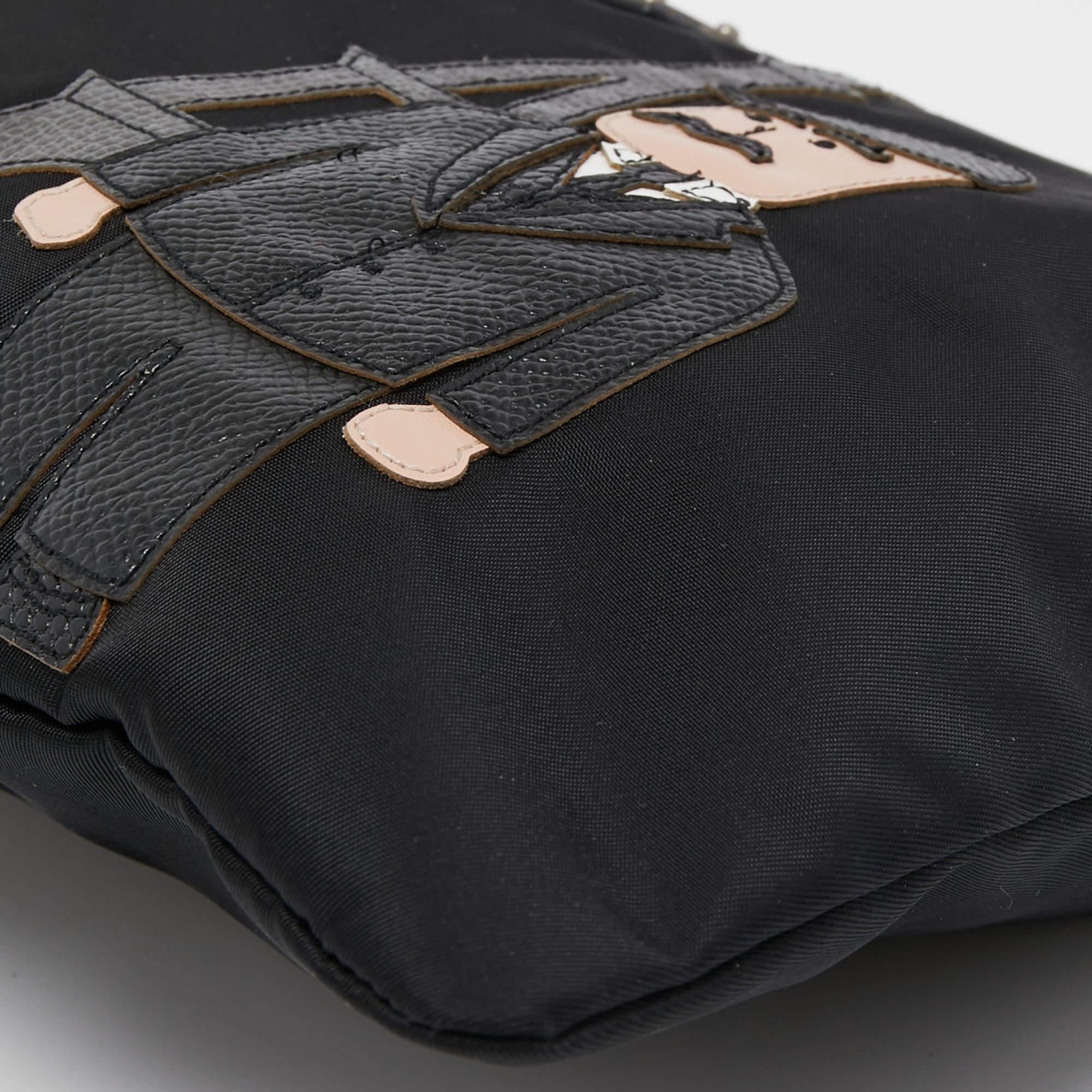 Dolce & Gabbana Schwarze Tasche aus Nylon und Leder mit Patchwork-Reißverschluss im Angebot 2