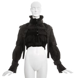 Dolce & Gabbana black nylon cropped parachute bondage jacket, fw 2003