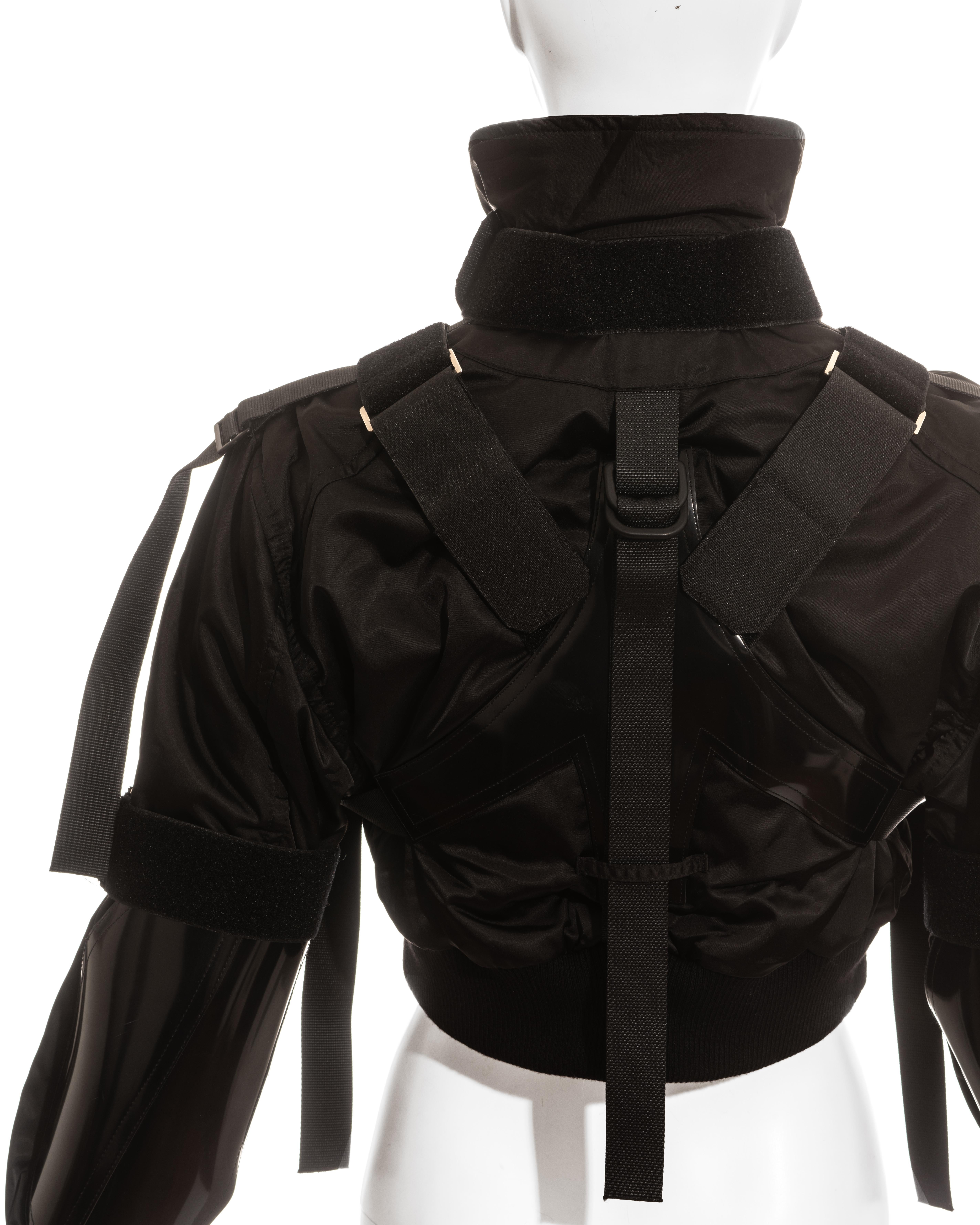 Women's Dolce & Gabbana black nylon cropped parachute bondage jacket, fw 2003 For Sale