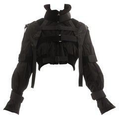 Used Dolce & Gabbana black nylon cropped parachute bondage jacket, fw 2003