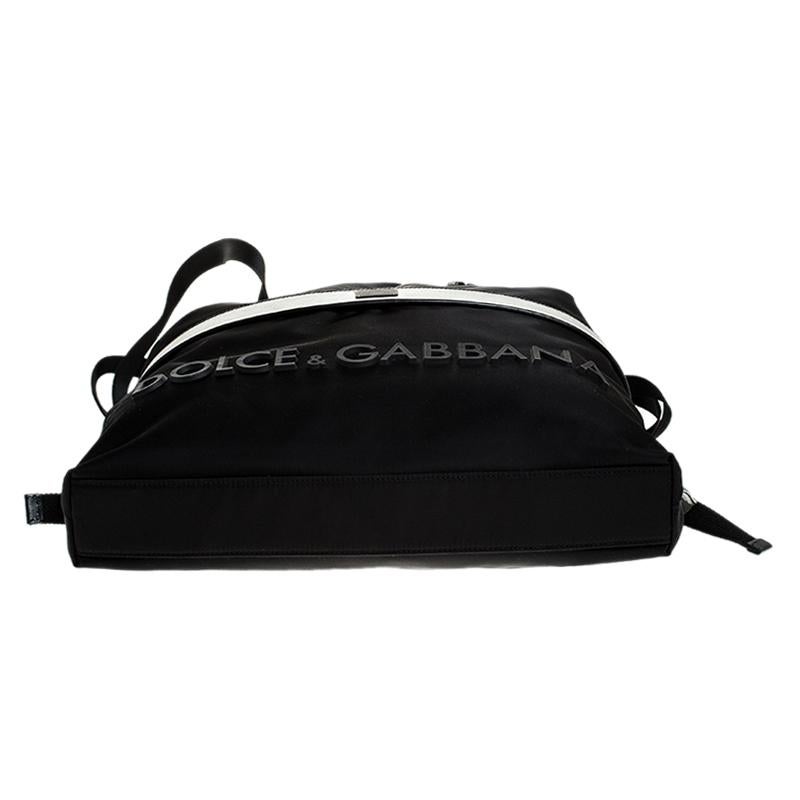 Dolce & Gabbana Schwarzer Nylon-Rucksack mit Kordelzug 1