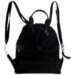 Dolce & Gabbana Schwarzer Nylon-Rucksack mit Kordelzug