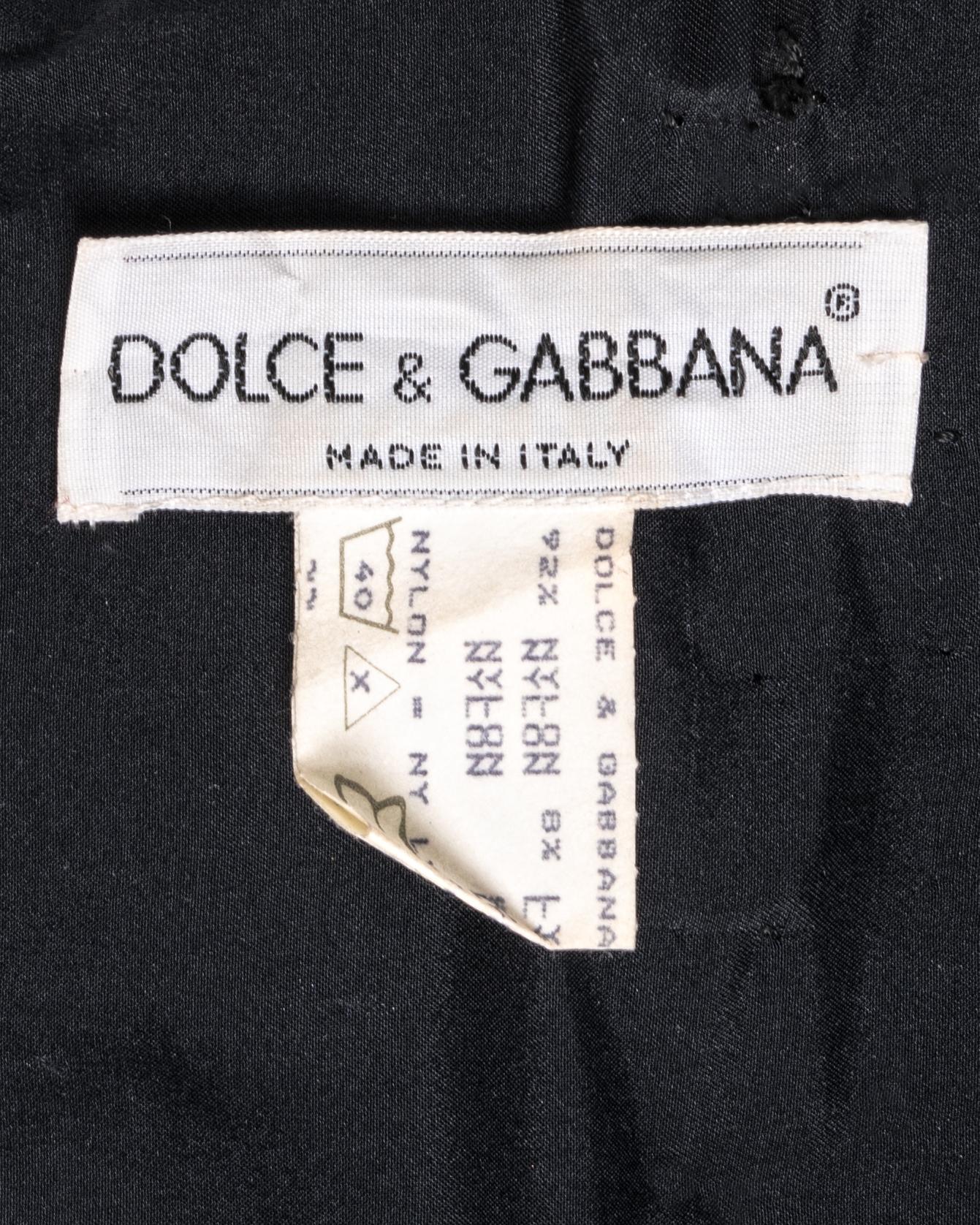 Dolce & Gabbana black nylon mini skirt with large crystal adornments, fw 1991 5