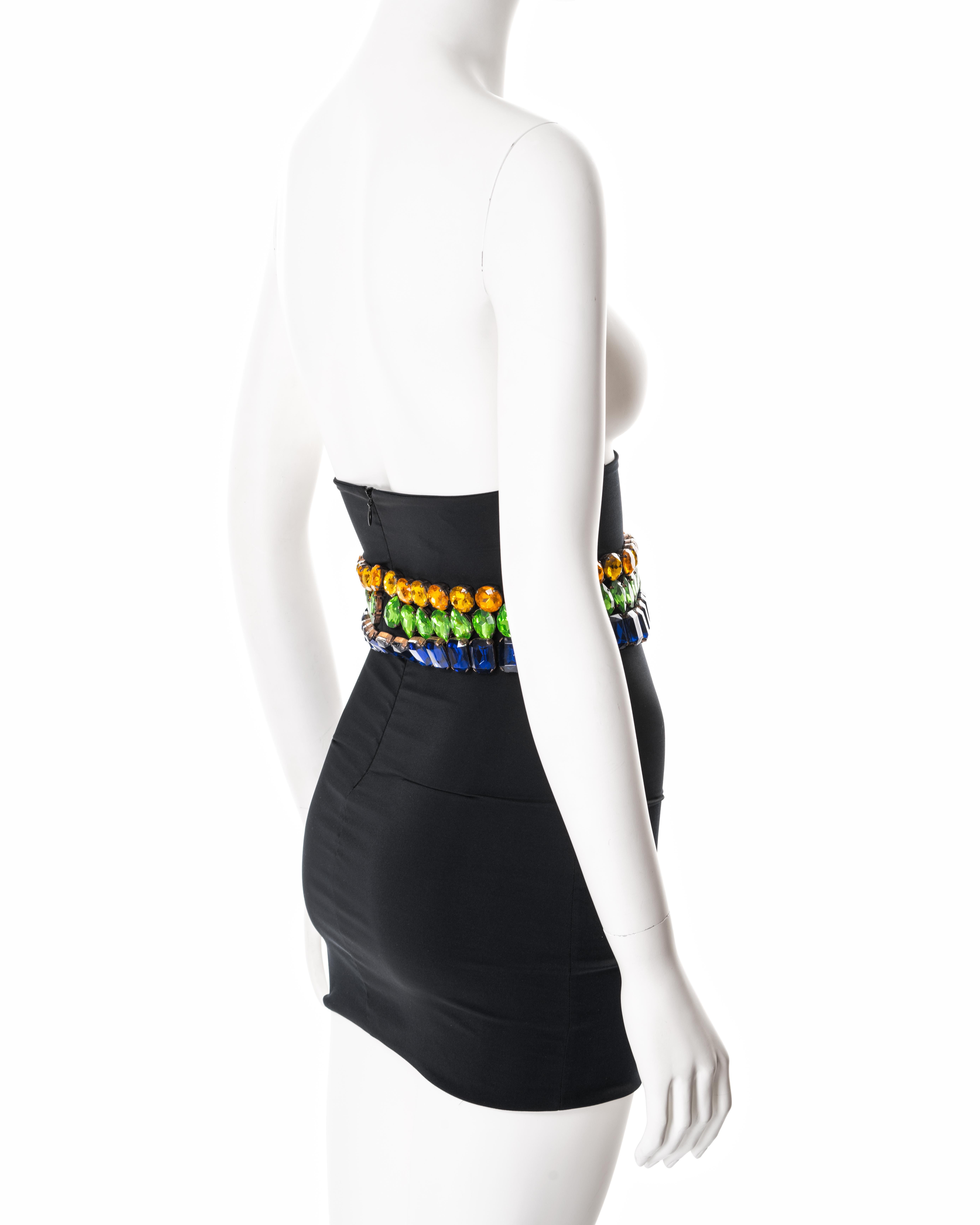 Dolce & Gabbana black nylon mini skirt with large crystal adornments, fw 1991 2
