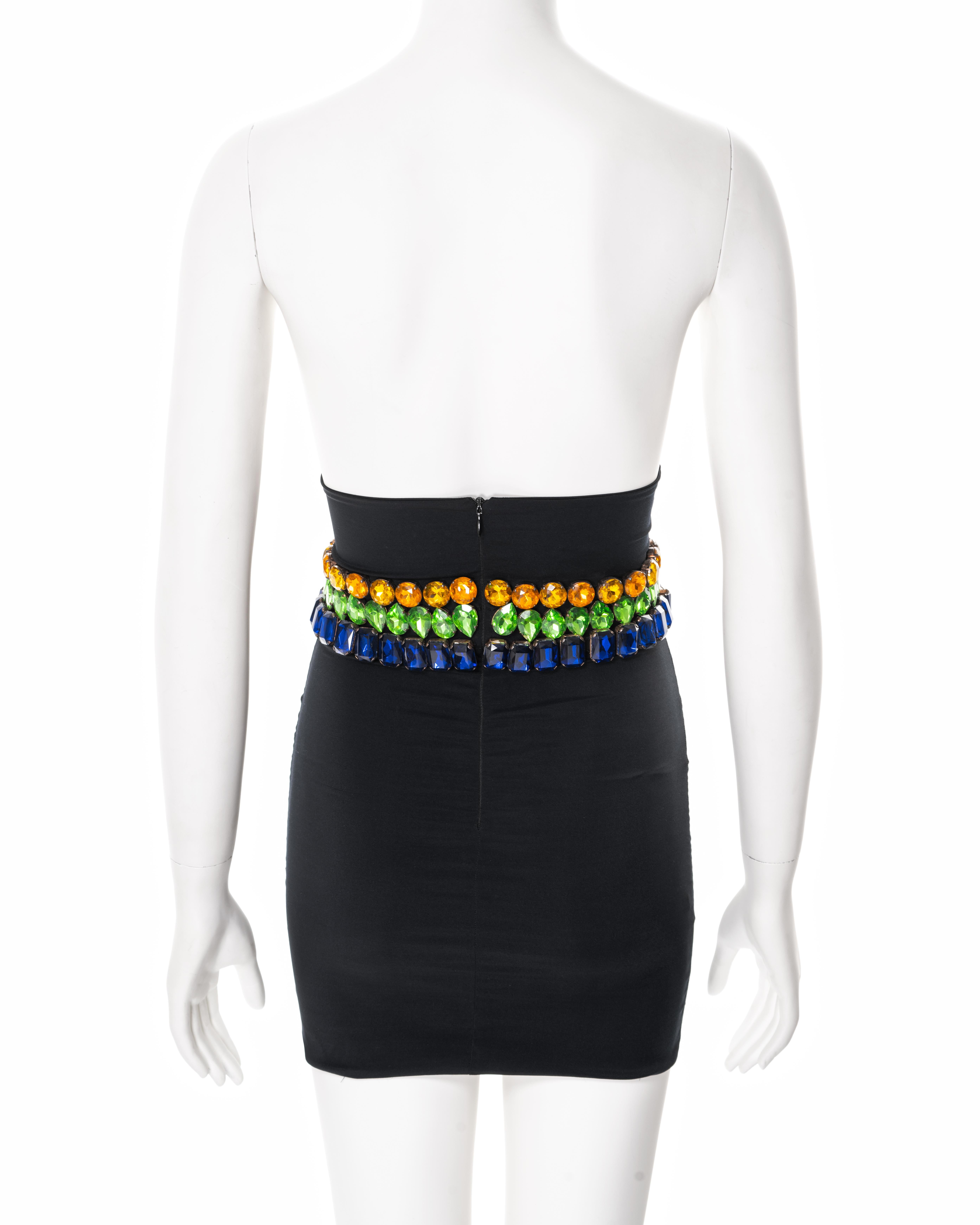 Dolce & Gabbana black nylon mini skirt with large crystal adornments, fw 1991 3
