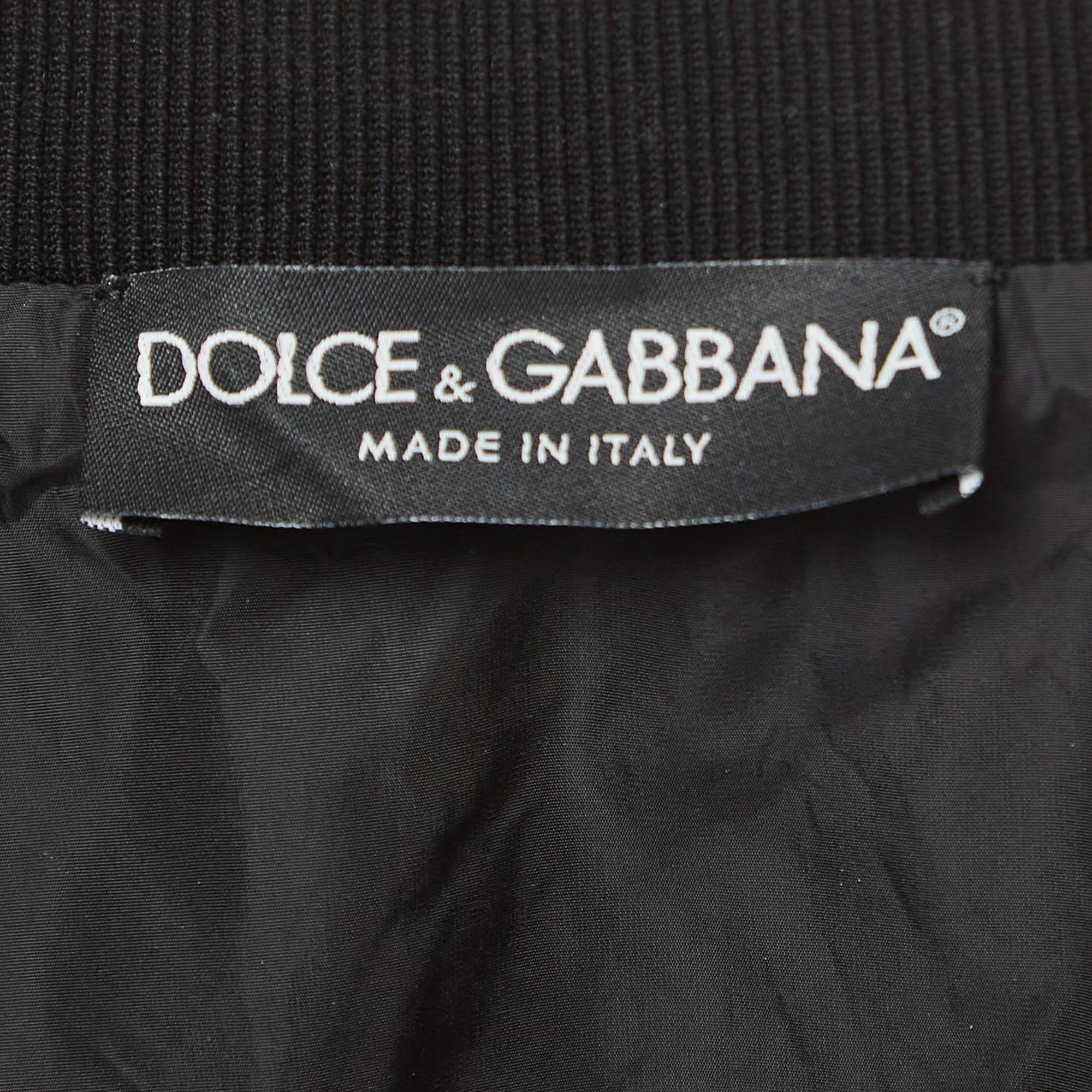 Dolce & Gabbana Black Nylon Plaque Detail Zip Front Gilet L 1