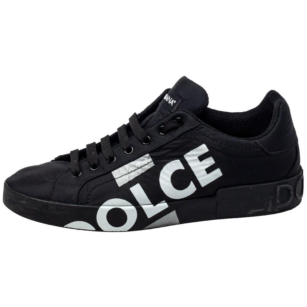 Dolce 
Gabbana Black Nylon Portofino Low Top Sneakers Size 43