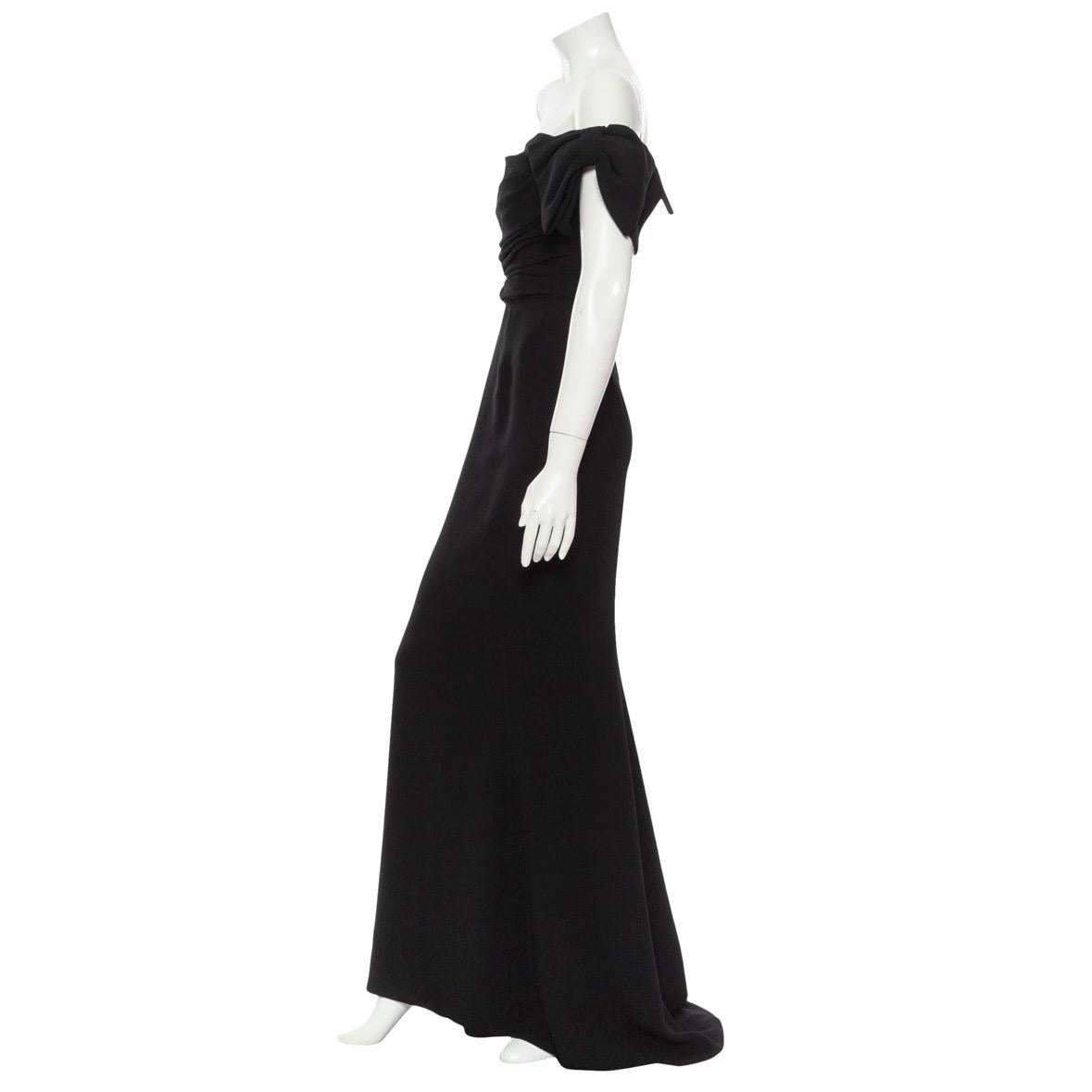 Dolce & Gabbana Black Off-The-Shoulder Bow Cady Gown In Good Condition In Los Angeles, CA